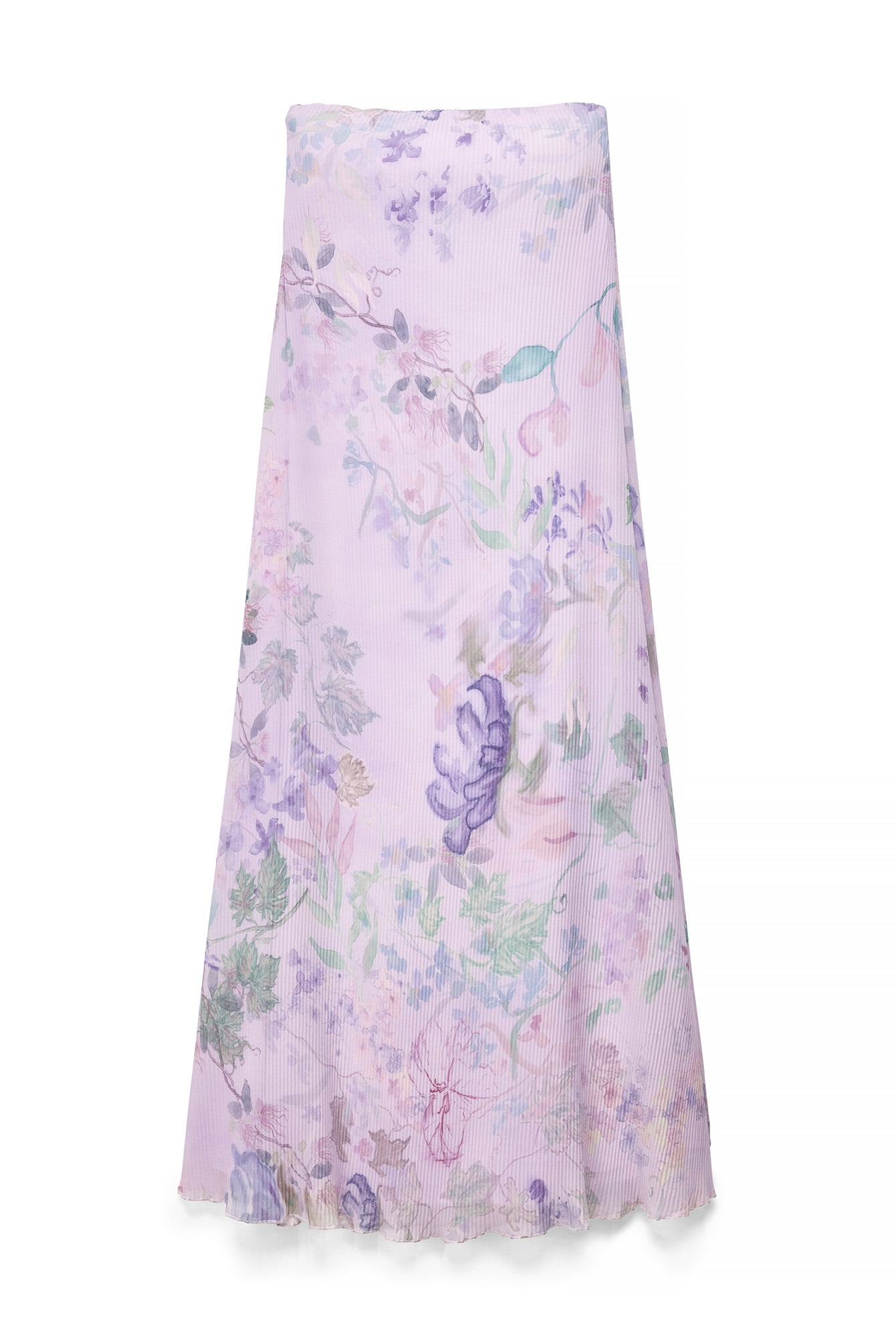 Lilac Flower Plisse Maxi Tube Dress