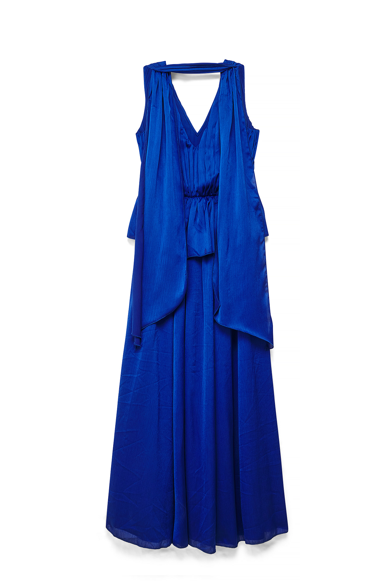 slim fit dress slacks Nadia Ruched Fishtail Maxi Dress Blue main image 1