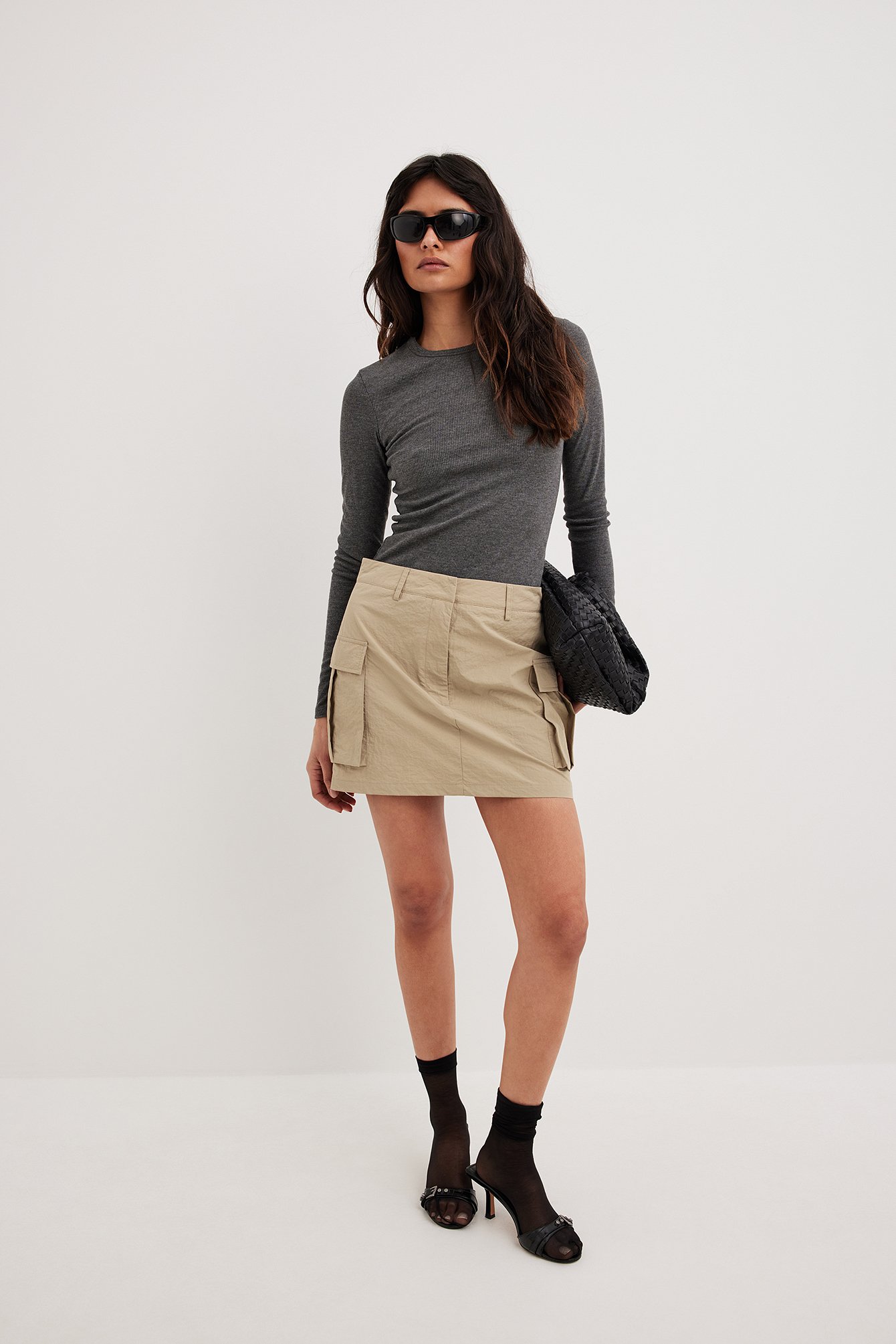 Pocket Detail Mini Skirt Beige | NA-KD