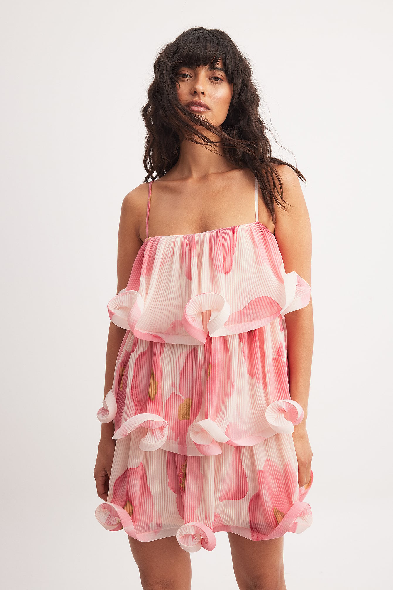 nakd pink dress Never Worn NAKD Bunched Sleeve Pink Satin Maxi Dress Size 6