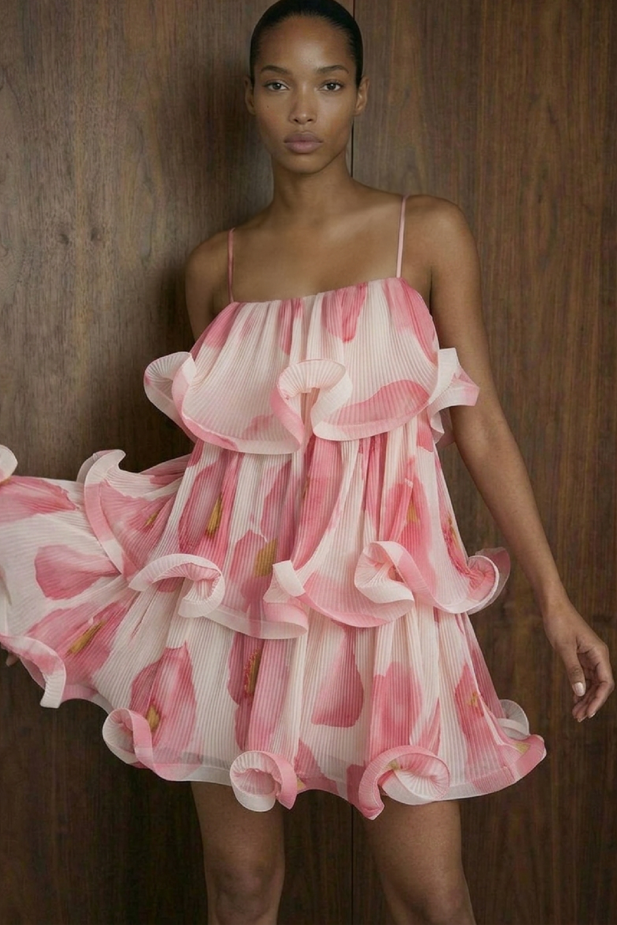 Floral Print Printed Flounce Mini Dress