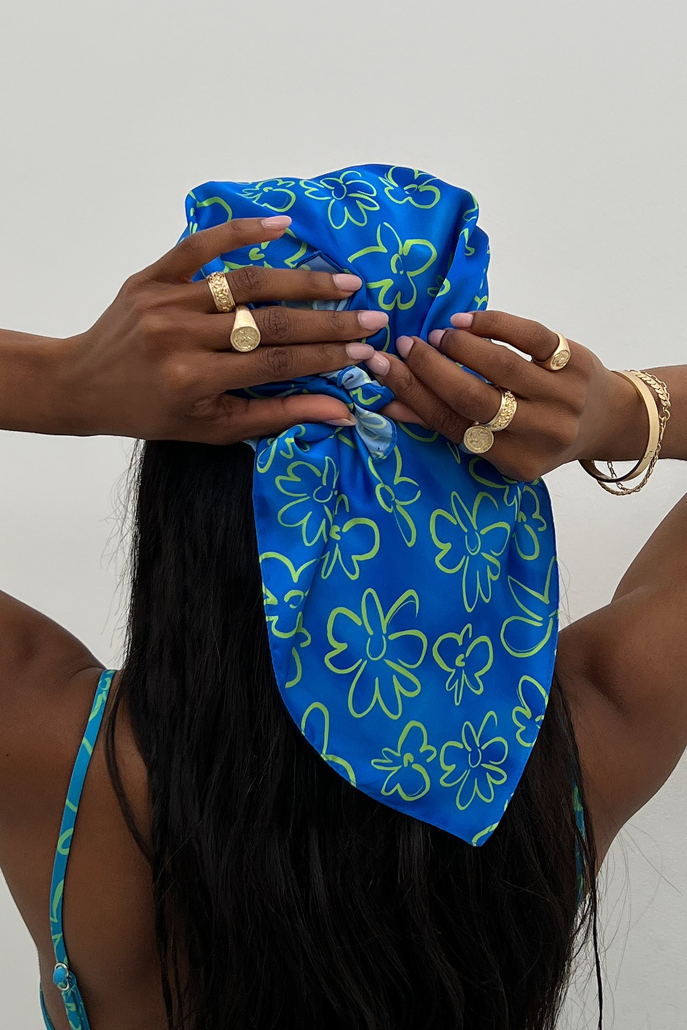 Light Porcelain Recycled Printed Hair Scarf