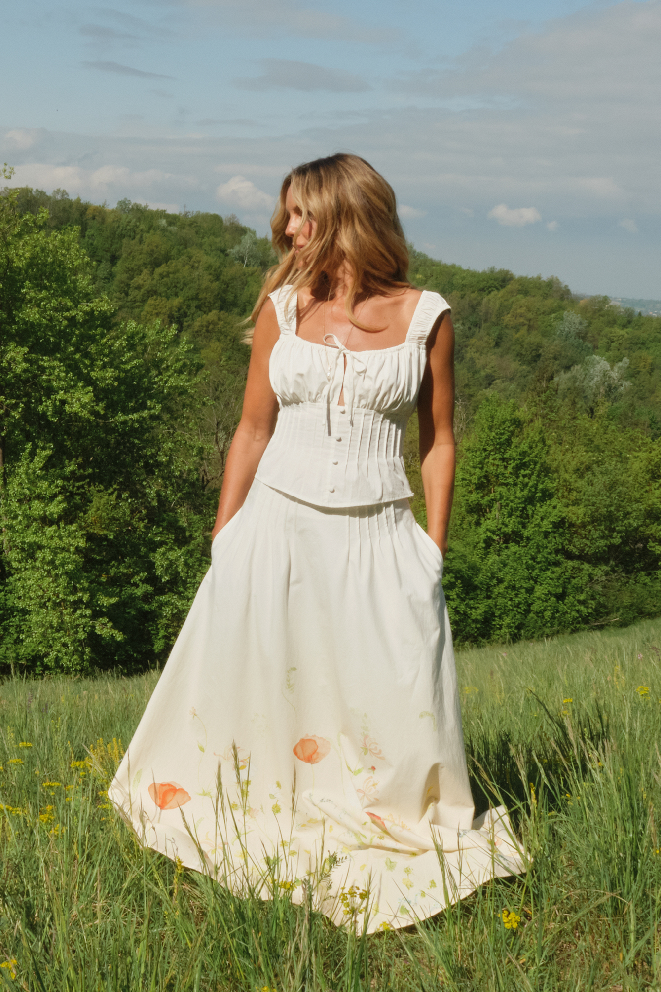 Sofi Fahrman Engelbert x NA-KD Printed Maxi Skirt - Summer Sets - Offwhite - EU 38 - NA-KD / NAKD