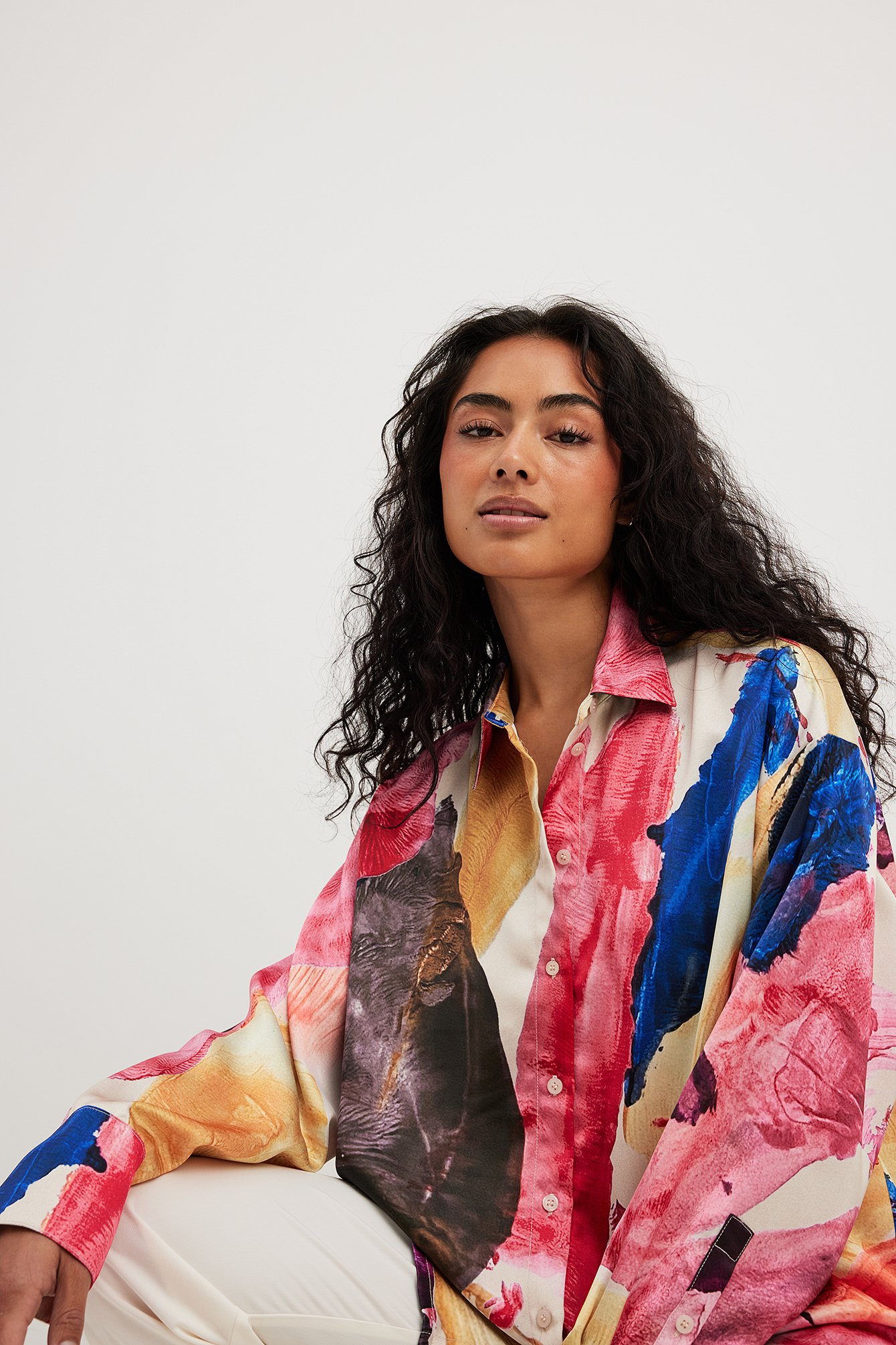 Printed Oversized Shirt Multicolor NAKD
