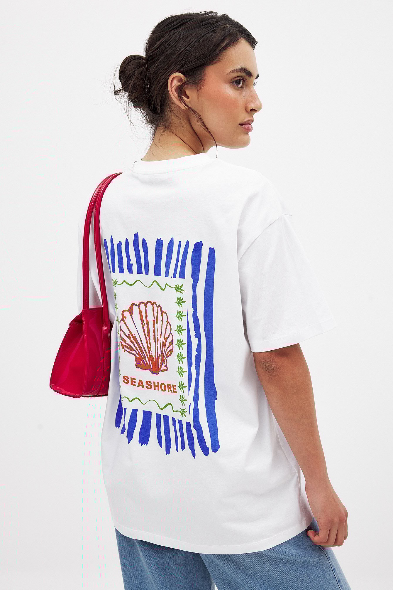 NA-KD Oversized t-shirt med tryck och rund halsringning - T-shirts - Vit - XS (EU 32) - NA-KD / NAKD