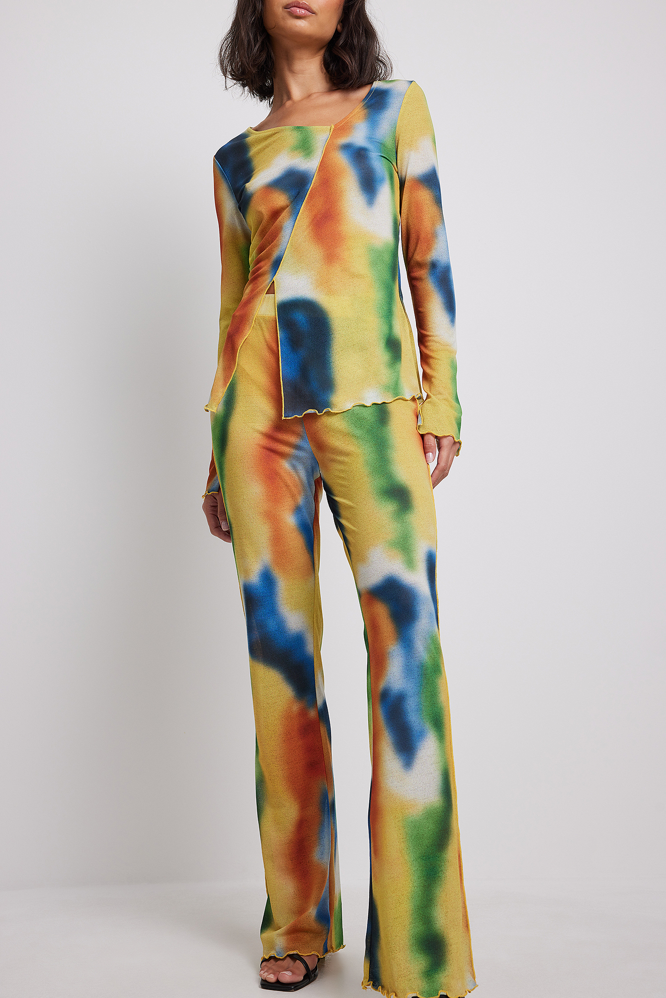 NA-KD Printed Sheer Trousers - Multicolor