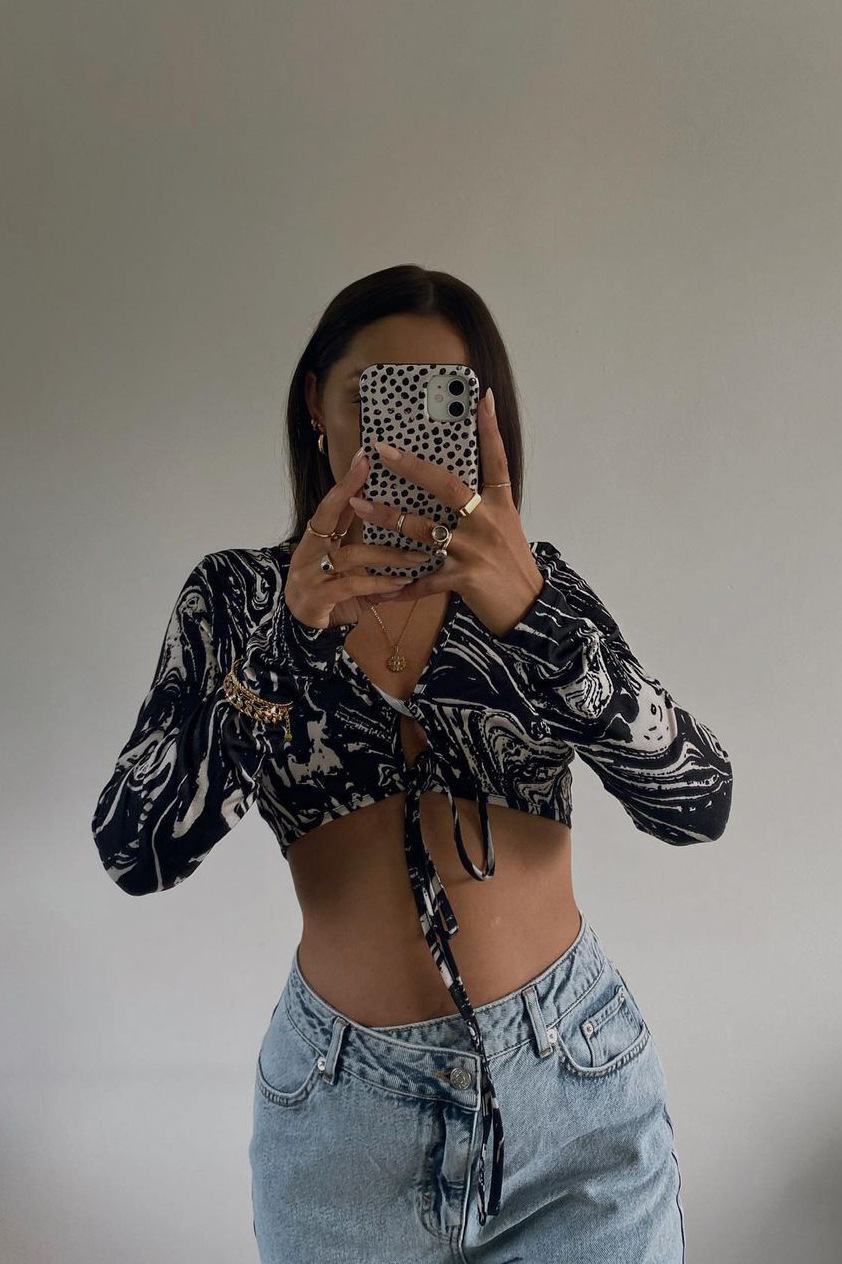 Recycled Printed Wrap Top Multicolor 