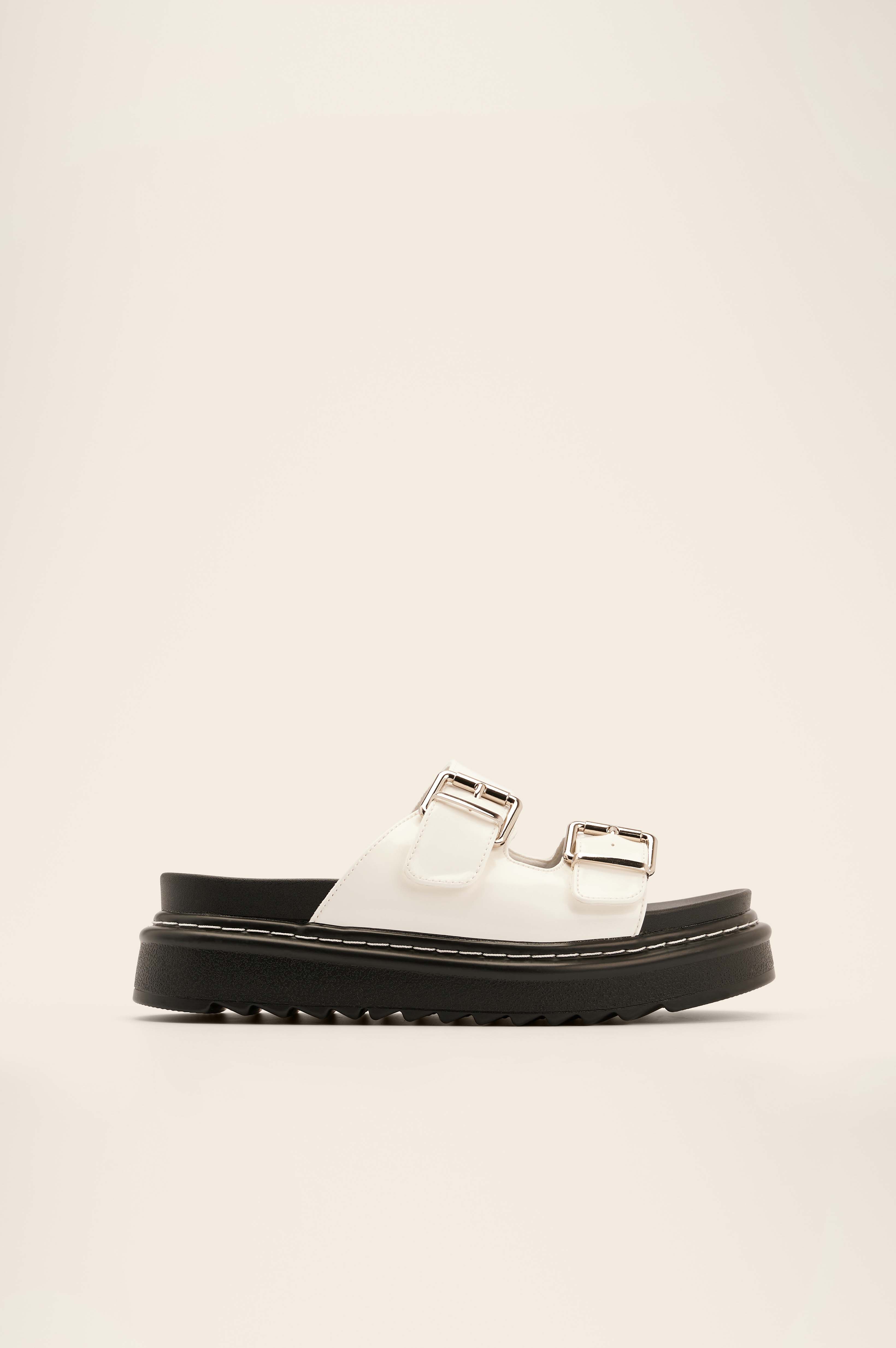 chunky black sandals flat
