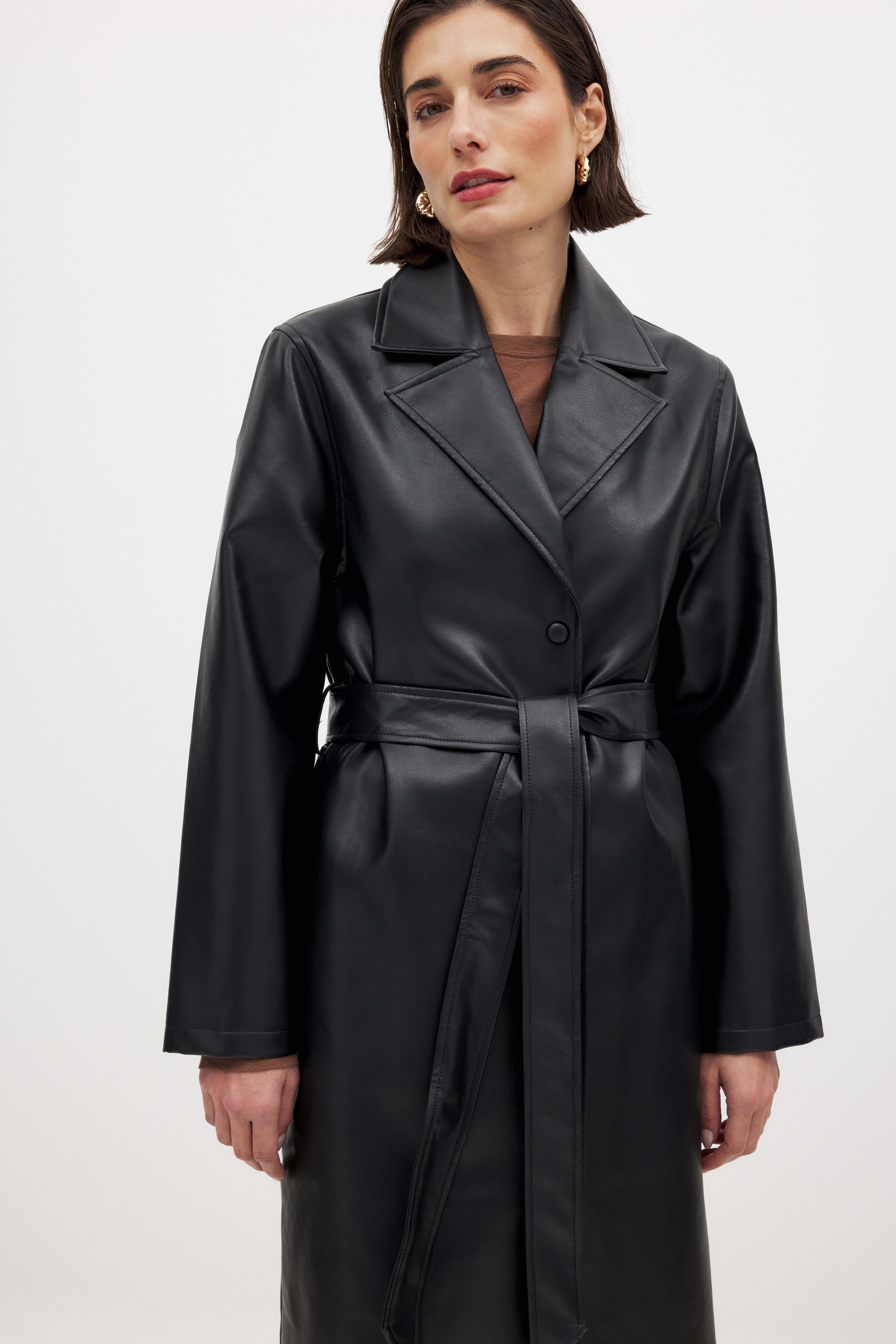 NA-KD Gabardina de PU - Chaquetas de piel sintética - Black - EU 40 - NA-KD / NAKD