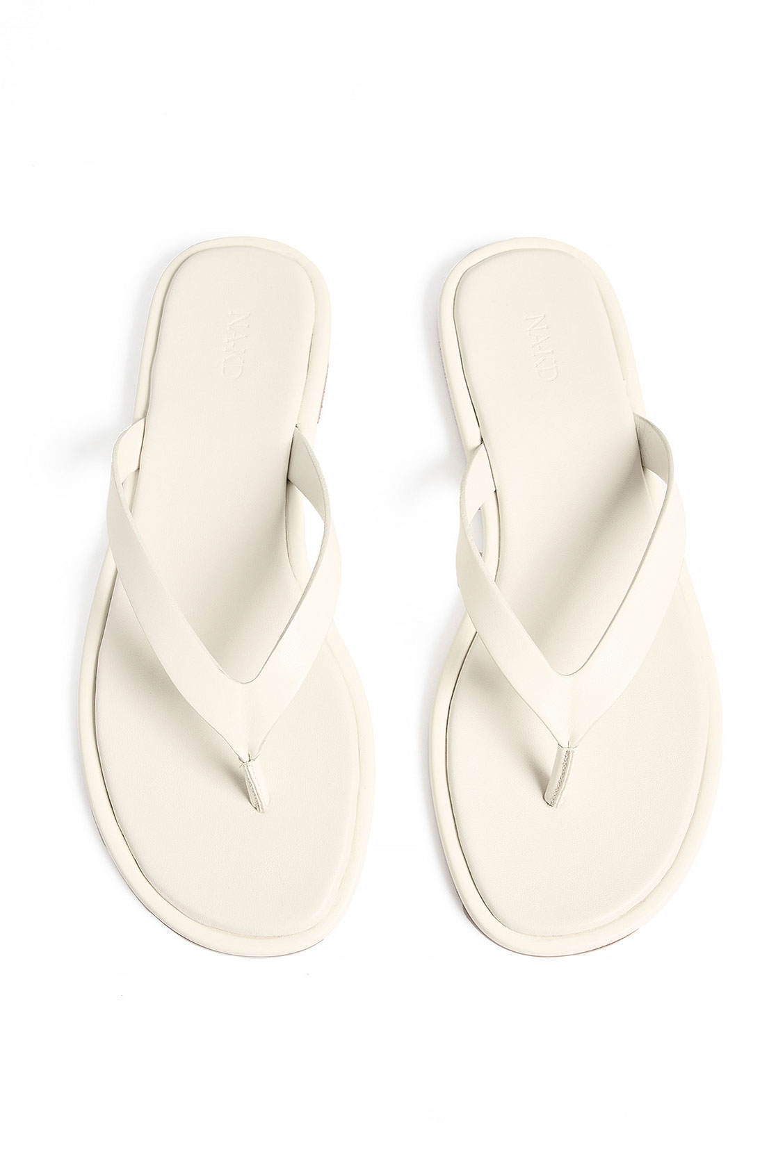 Flache Flip-Flop-Sandalen - Flache Schuhe - Offwhite - EU 37 - NA-KD / NAKD