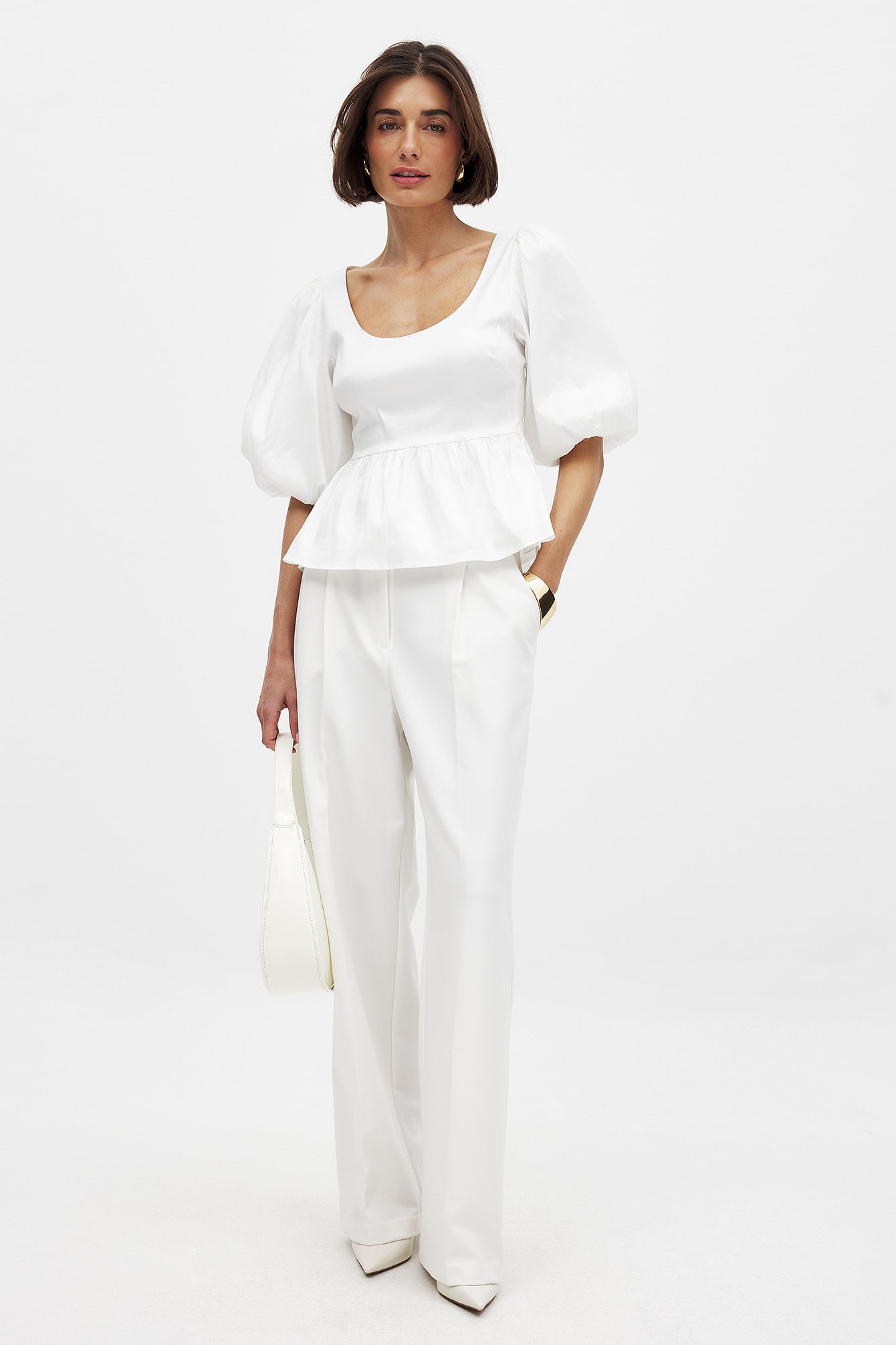 NA-KD Puff Shoulder Blouse - Blouses - White - EU 32 - NA-KD / NAKD
