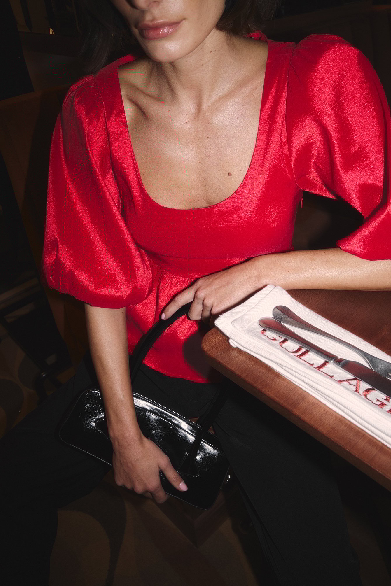 NA-KD Puff Shoulder Blouse - Blouses - Red - EU 32 - NA-KD / NAKD