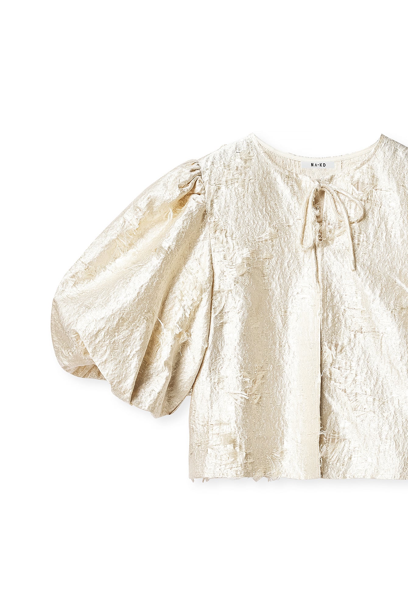 Puff Sleeve Jacquard Blouse Beige | NA-KD