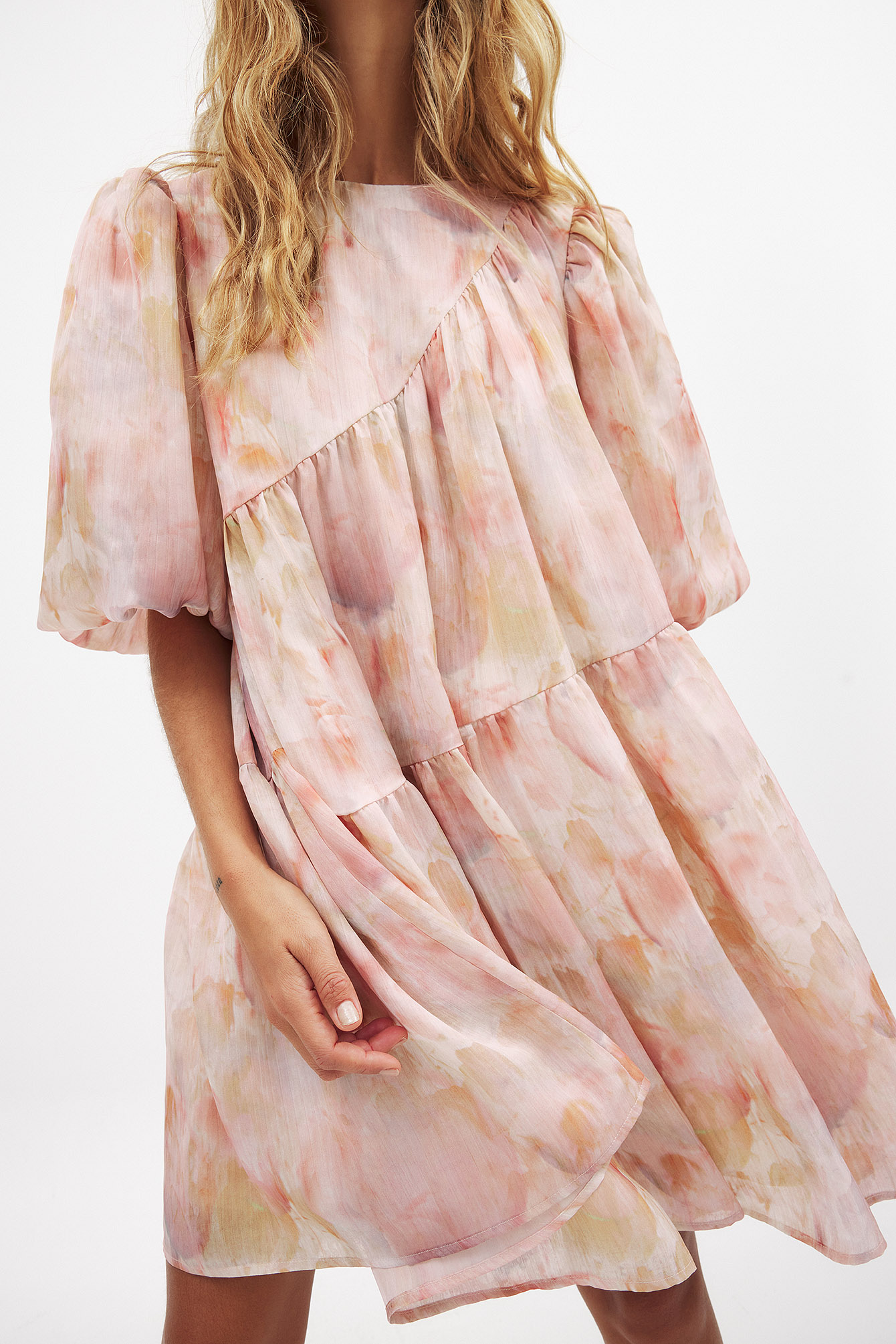 Puff Sleeve Ruched Mini Dress Multicolor | NA-KD Puff Sleeve Ruched Mini Dress Multicolor | NA-KD