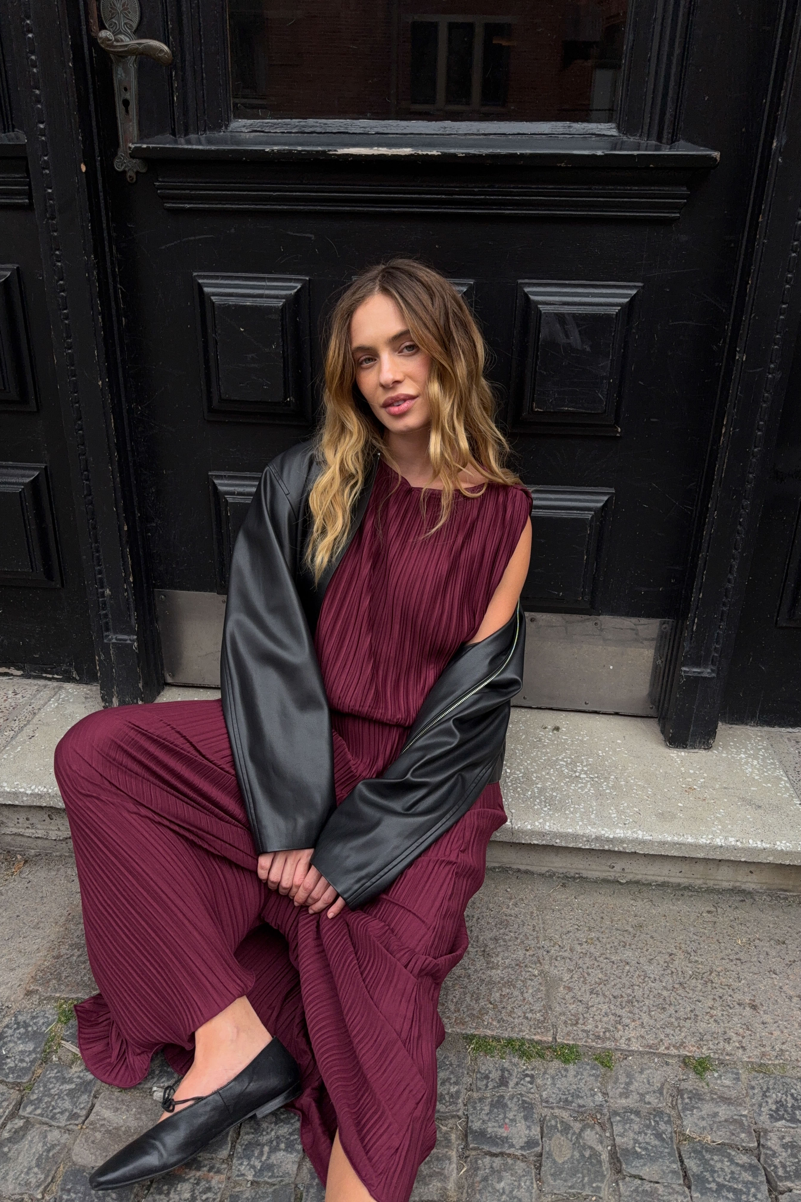 NA-KD Puffy Pleated Top - Sleeveless Tops - Burgundy - S (EU 34-36) - NA-KD / NAKD