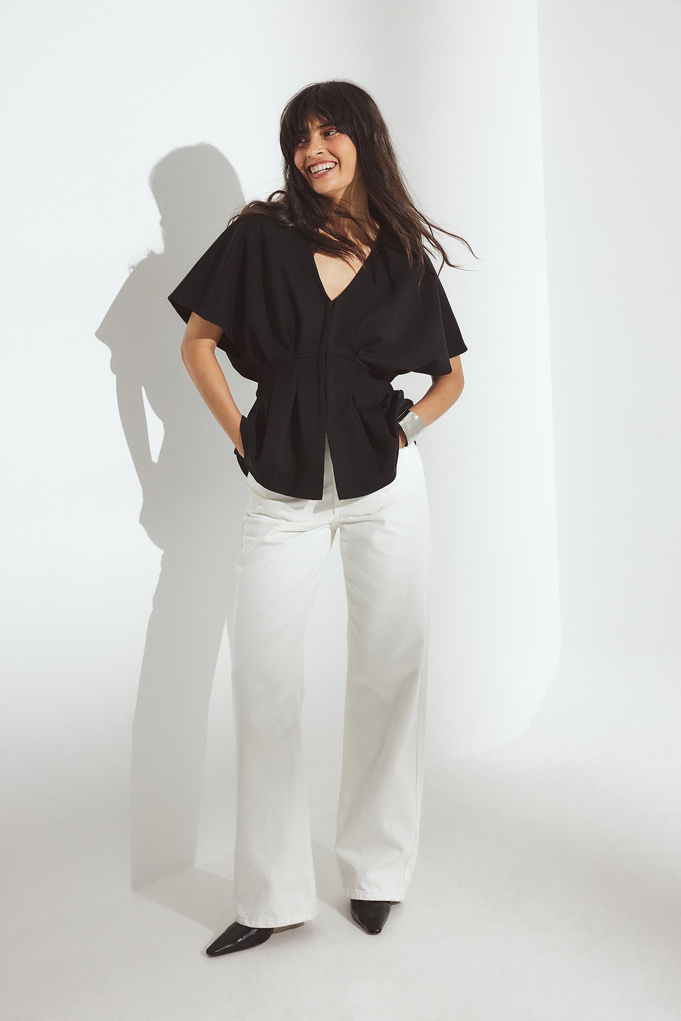 NA-KD Punto top met gemarkeerde taille - Basic Tops - Zwart - M (EU 38-40) - NA-KD / NAKD