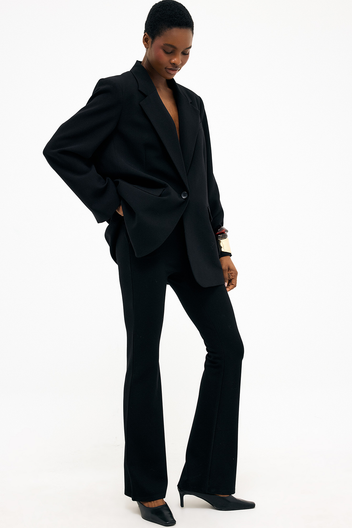 Womens Black Flared Trousers