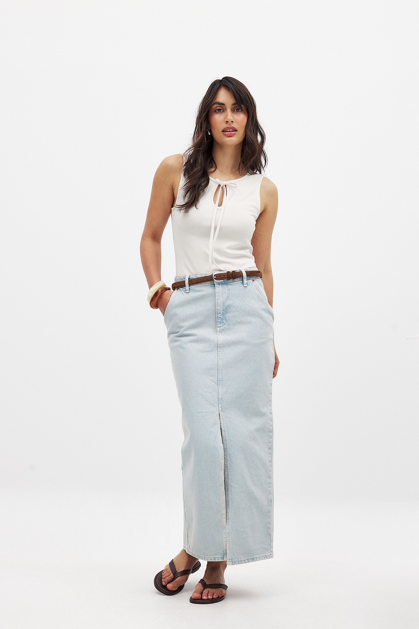 NA-KD Punto Tie Front Singlet - Singlets - Offwhite - S (EU 34-36) - NA-KD / NAKD