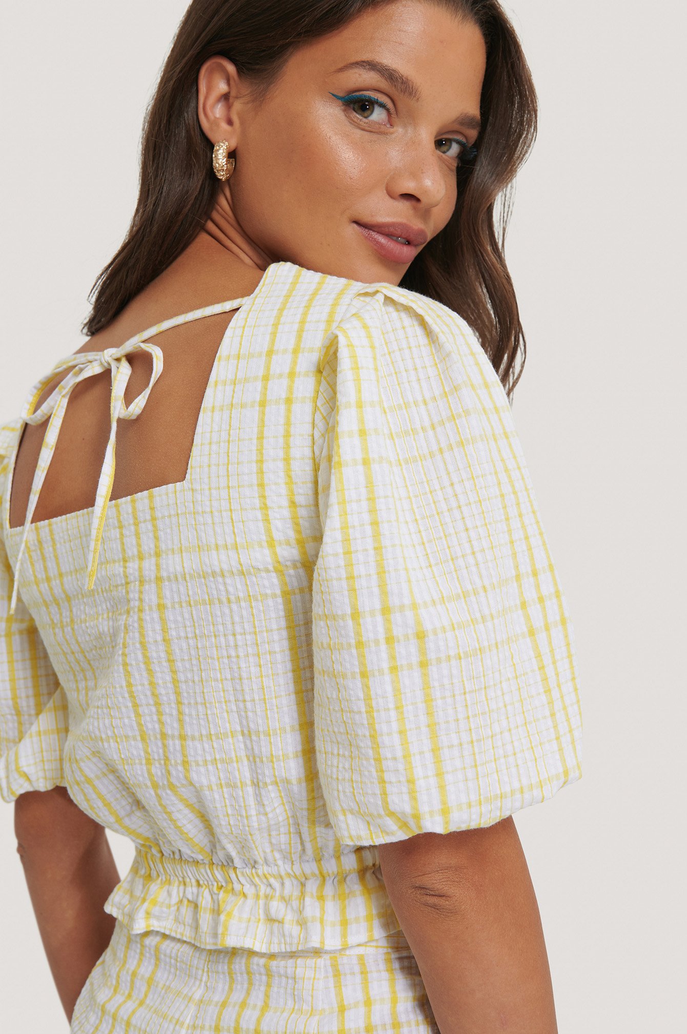 Yellow Print Cropped Top