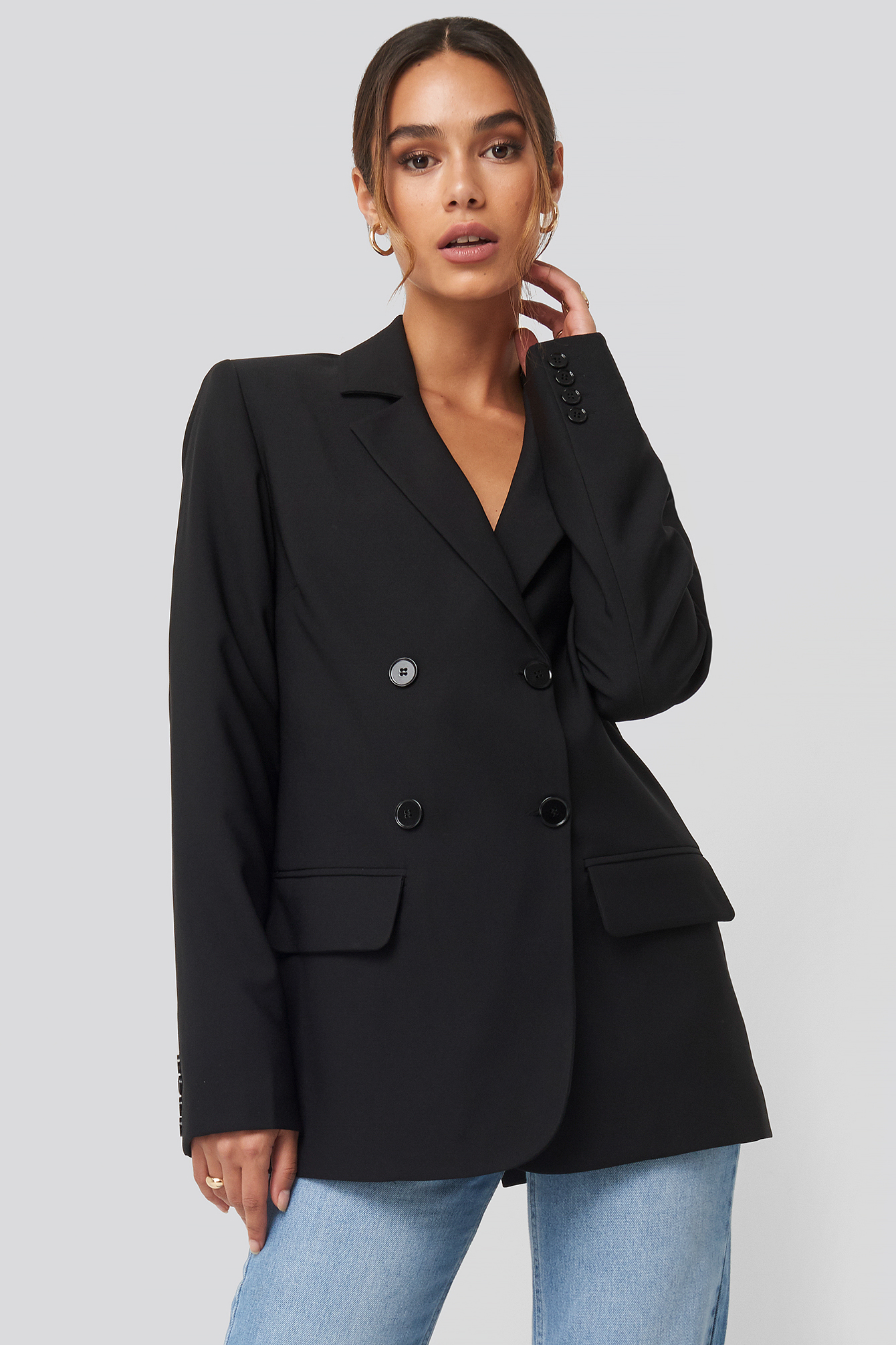 Double Button Blazer Black