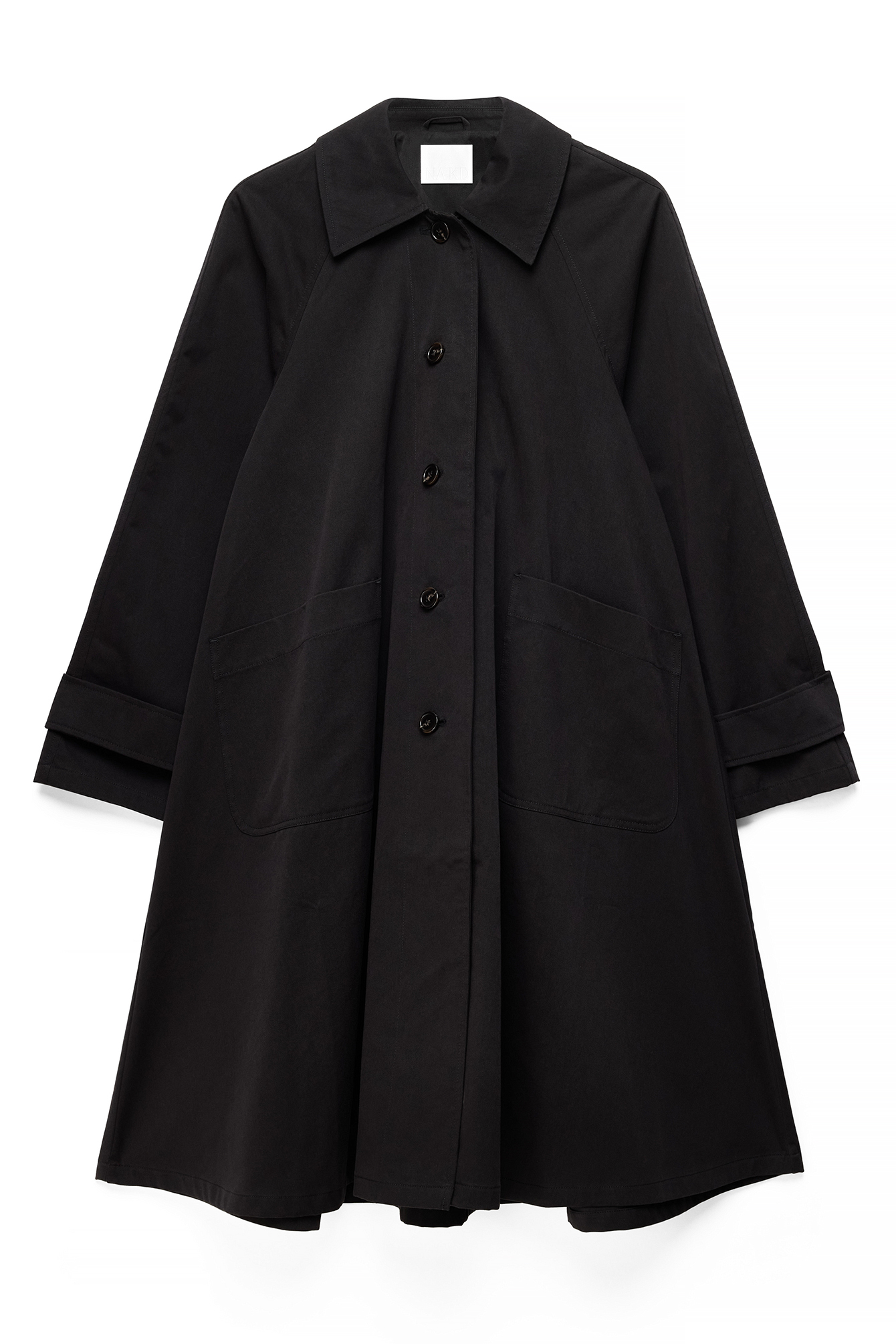 Black Raglan Sleeve Trenchcoat