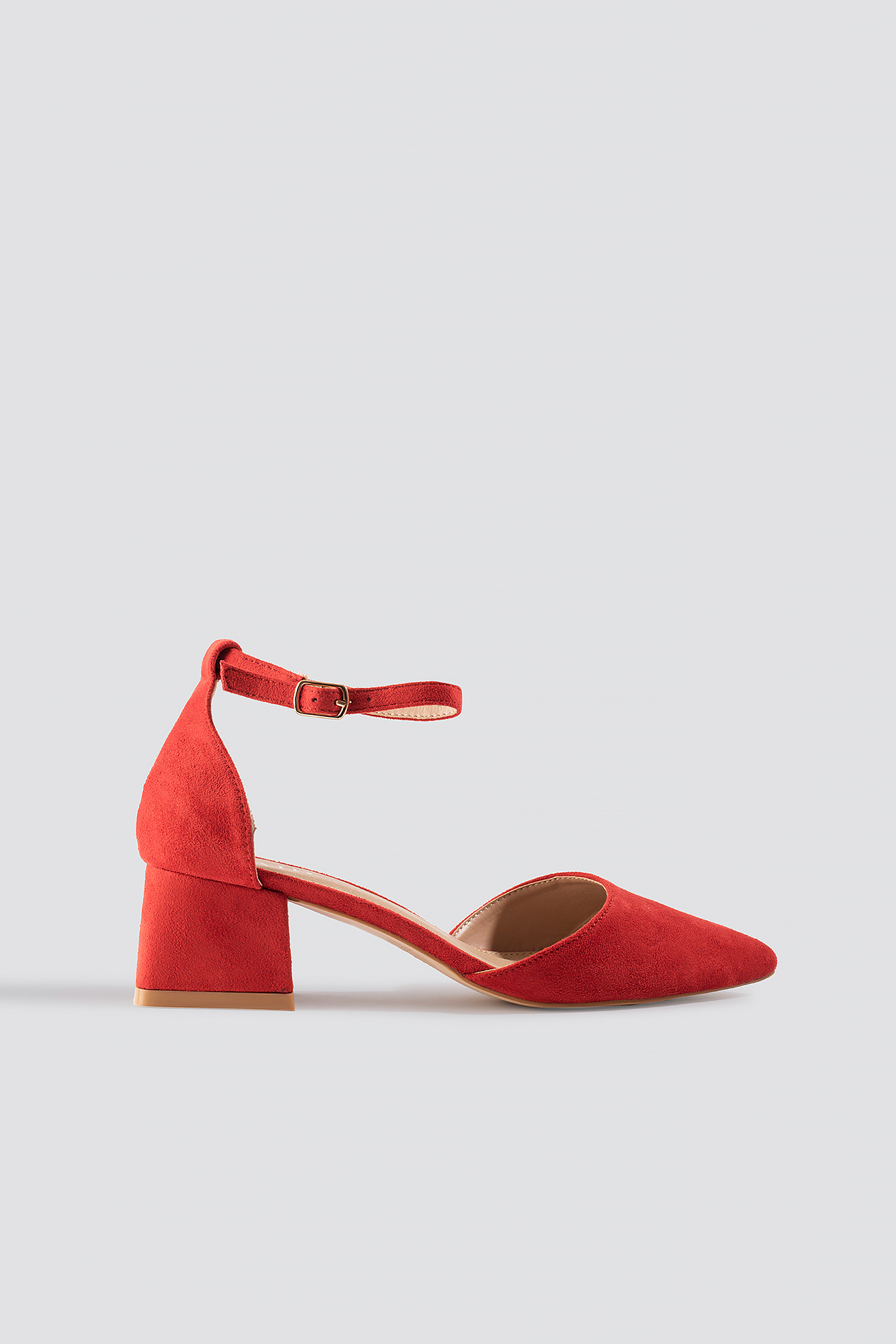 Noely Low Block Heel Red Suede