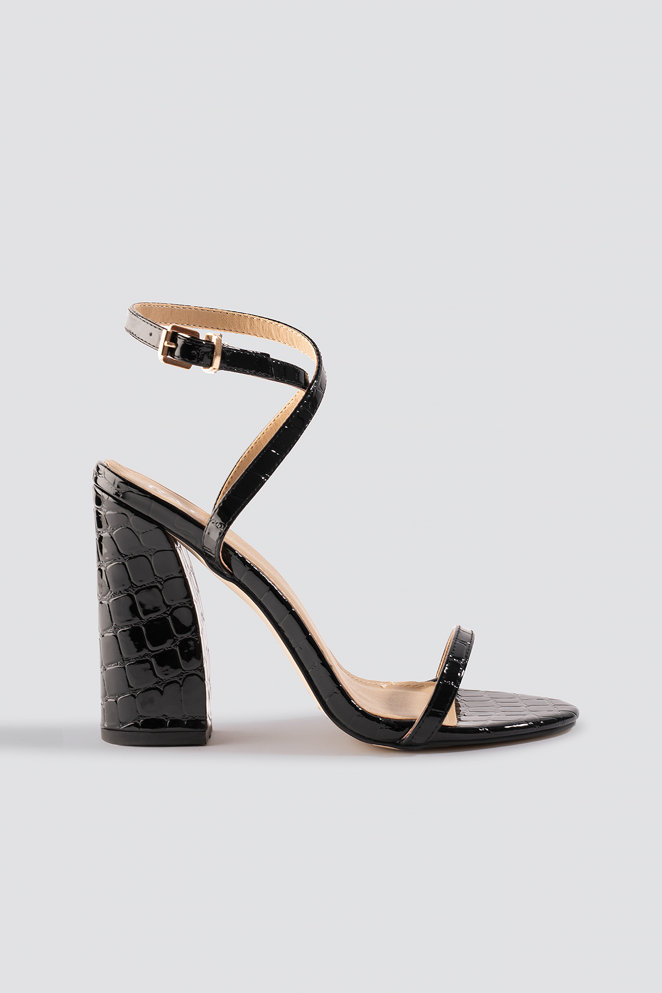 Pluto Heels Black Croc Pu