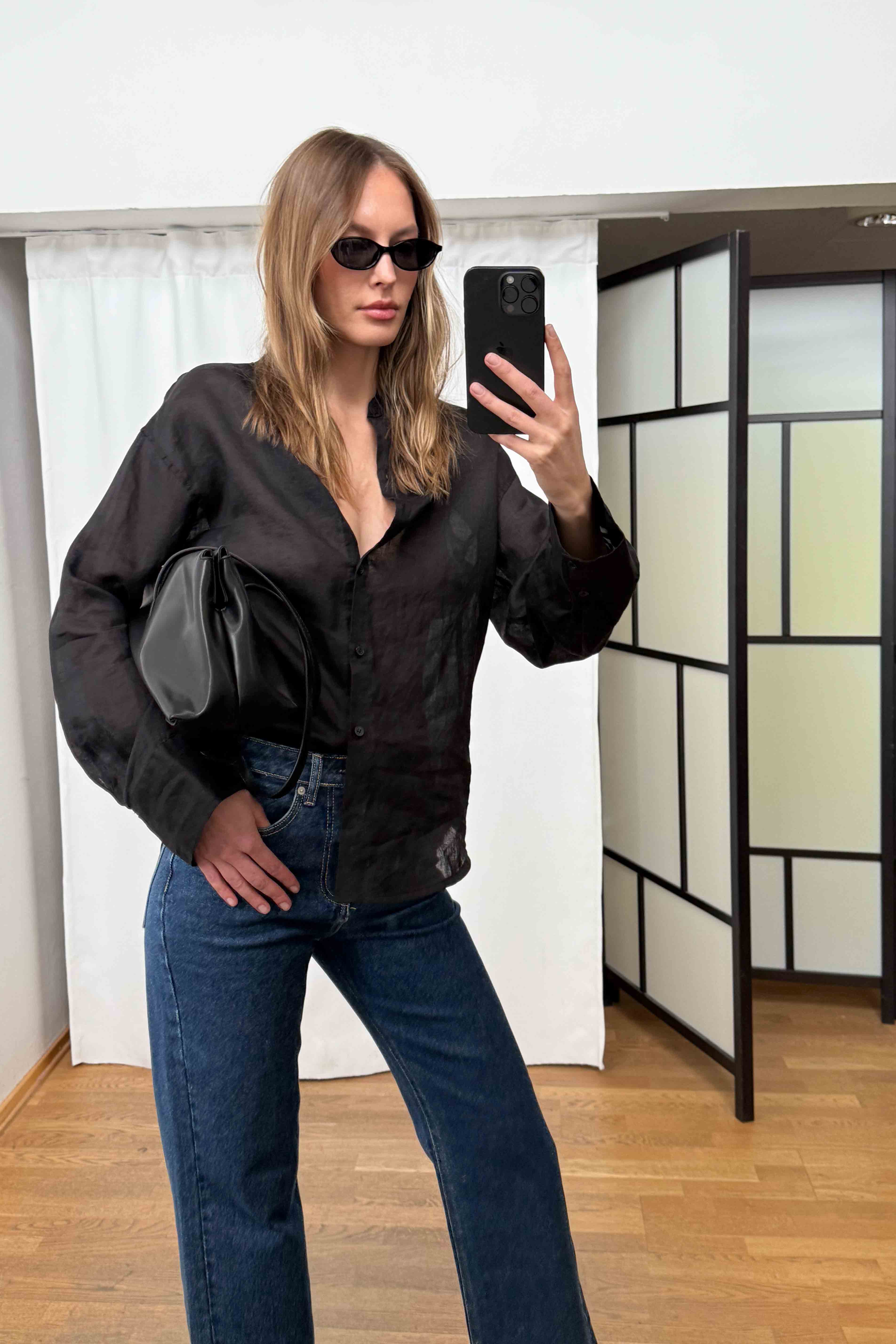 Premium Selection Camisa de ramio - Camisas - Black - EU 32 - NA-KD / NAKD