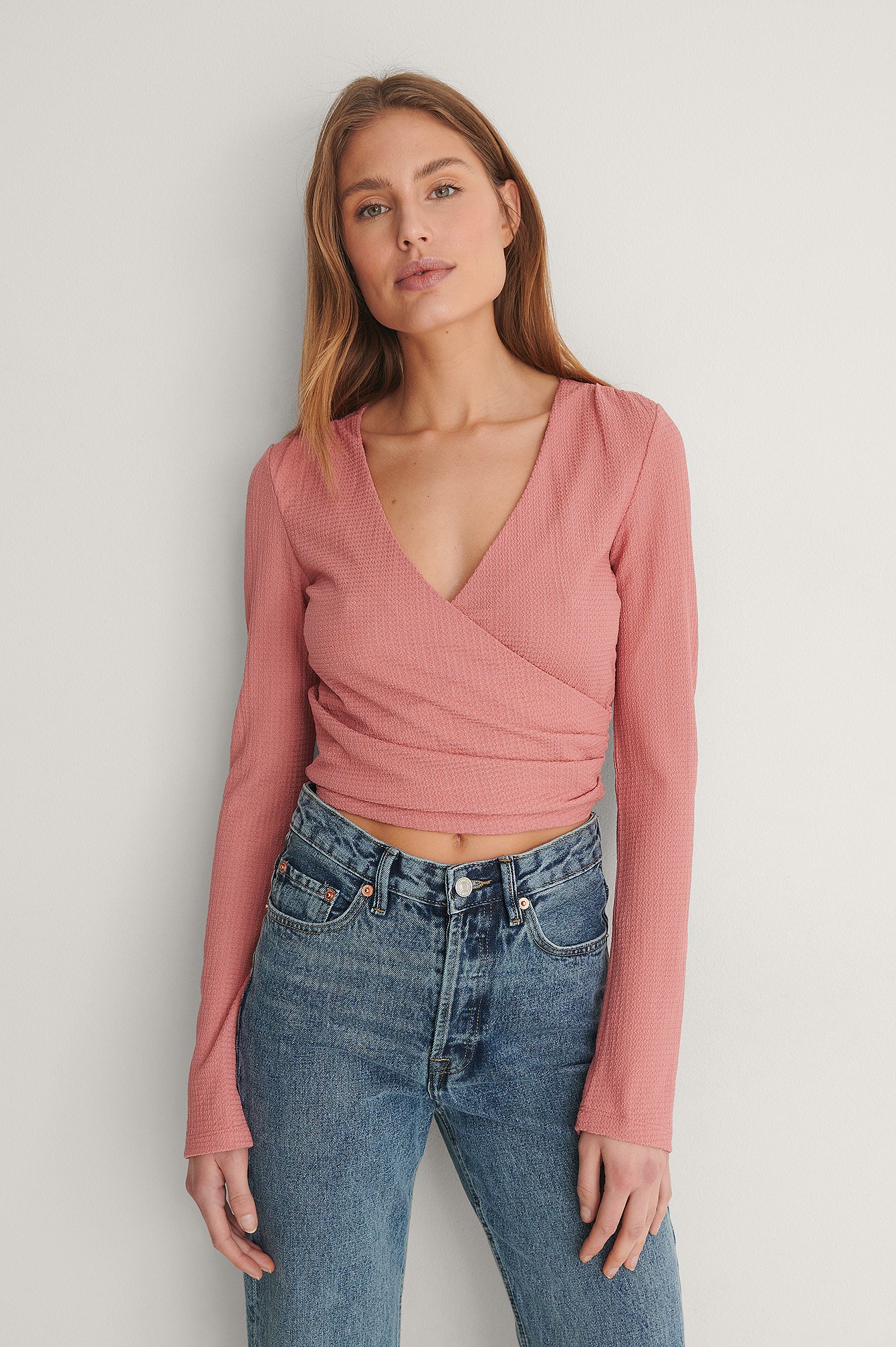 Dusty Pink Recycled Crepe Wrap Top