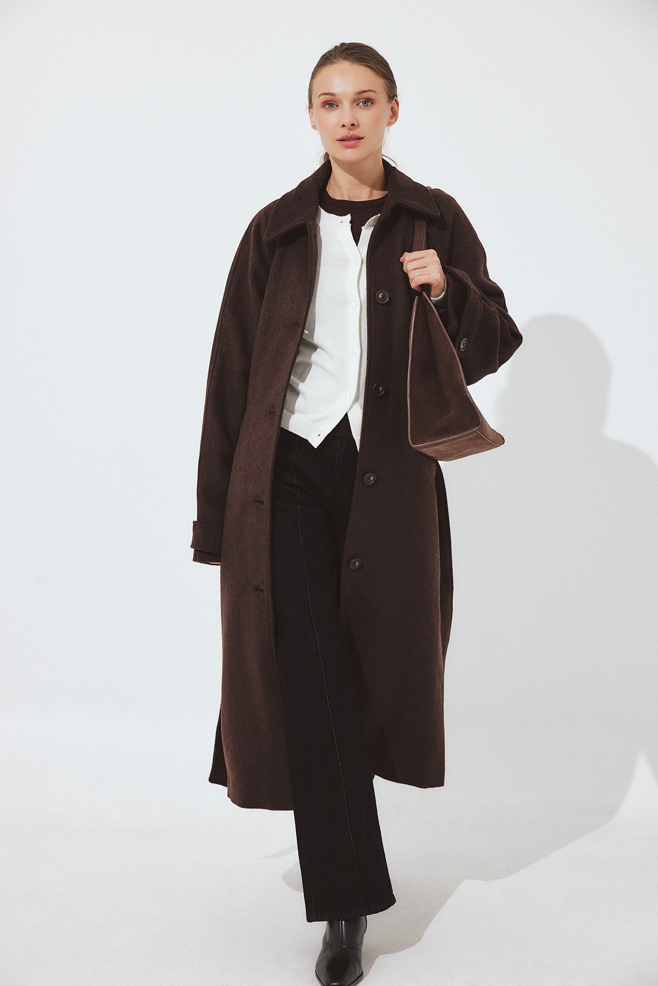 Oversized Raglan Sleeve Wool Blend Coat Brown | NA-KD