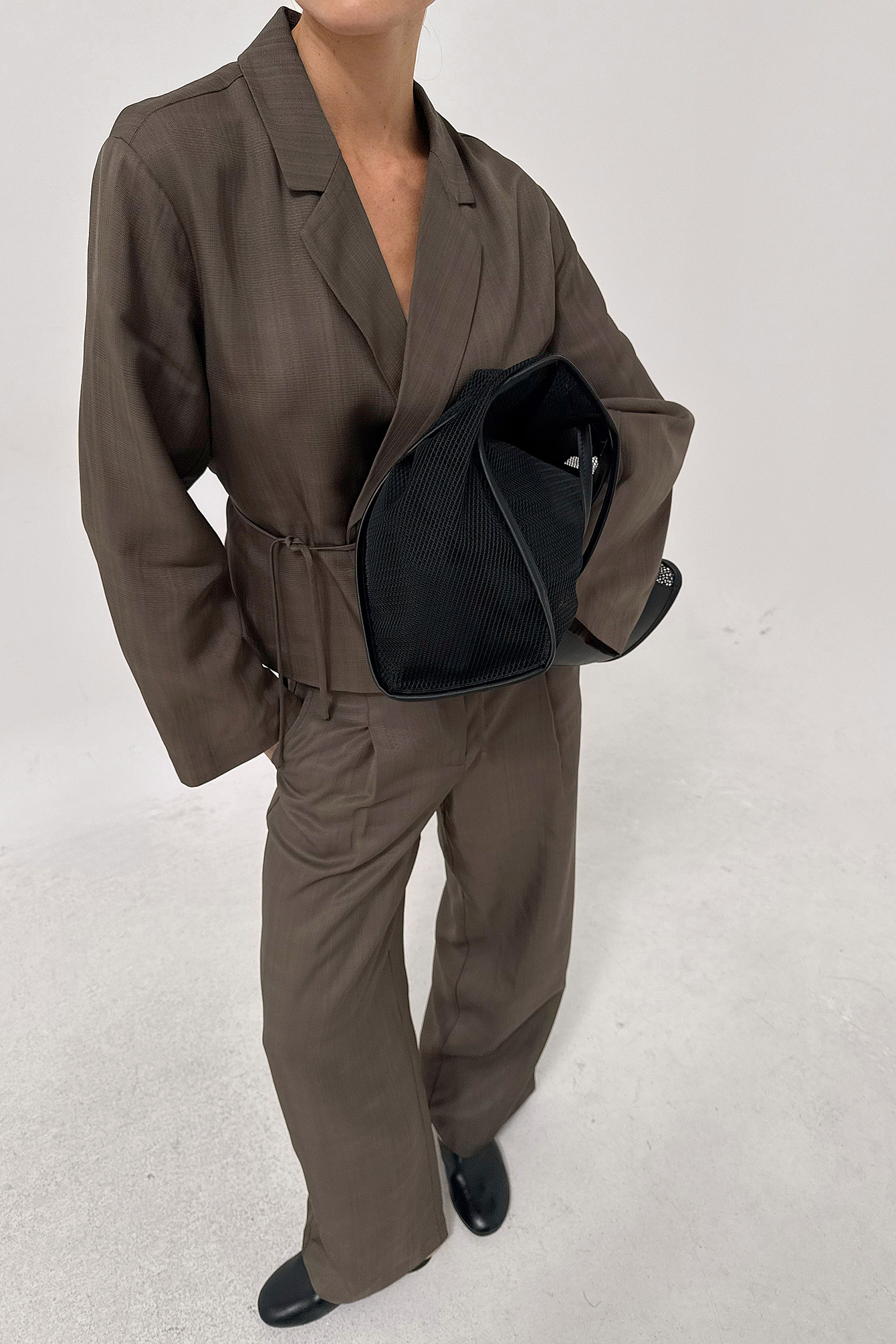 Relaxed Front Tie Blazer - Summer Sets - Brown - EU 32 - NA-KD / NAKD