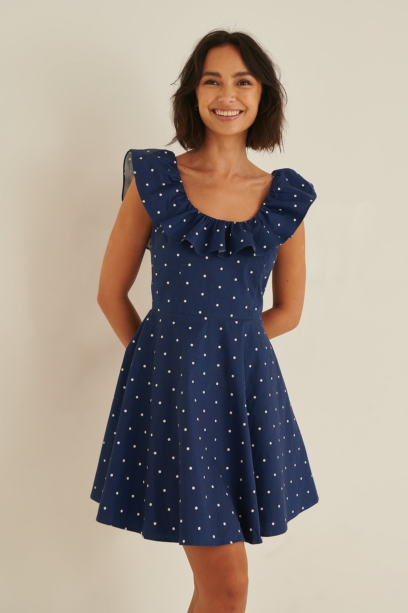 Navy Blue Dots Mini Dress