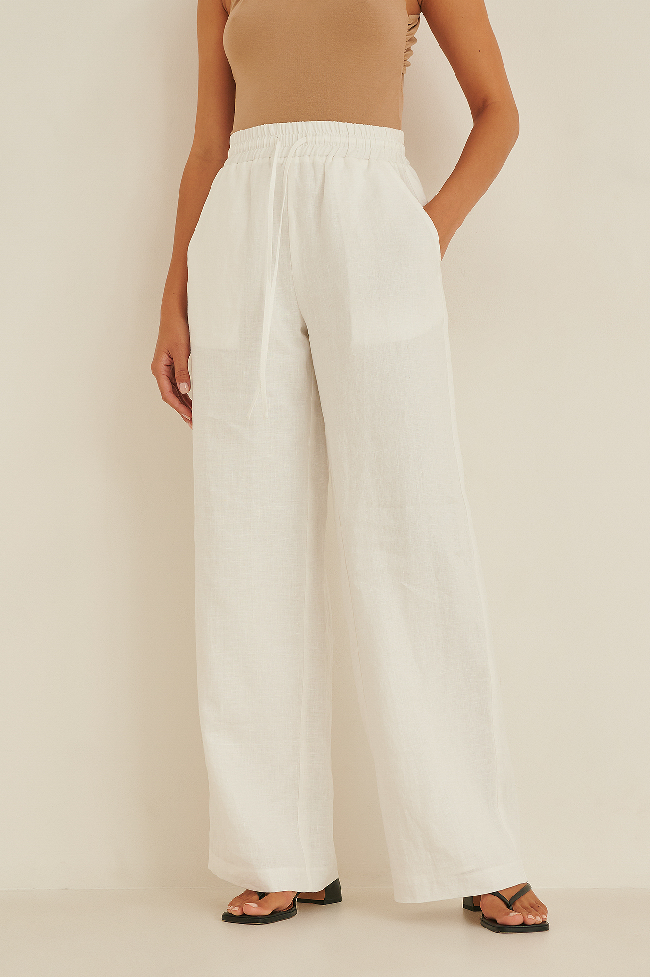 Linnen Broek Wit | na-kd.com