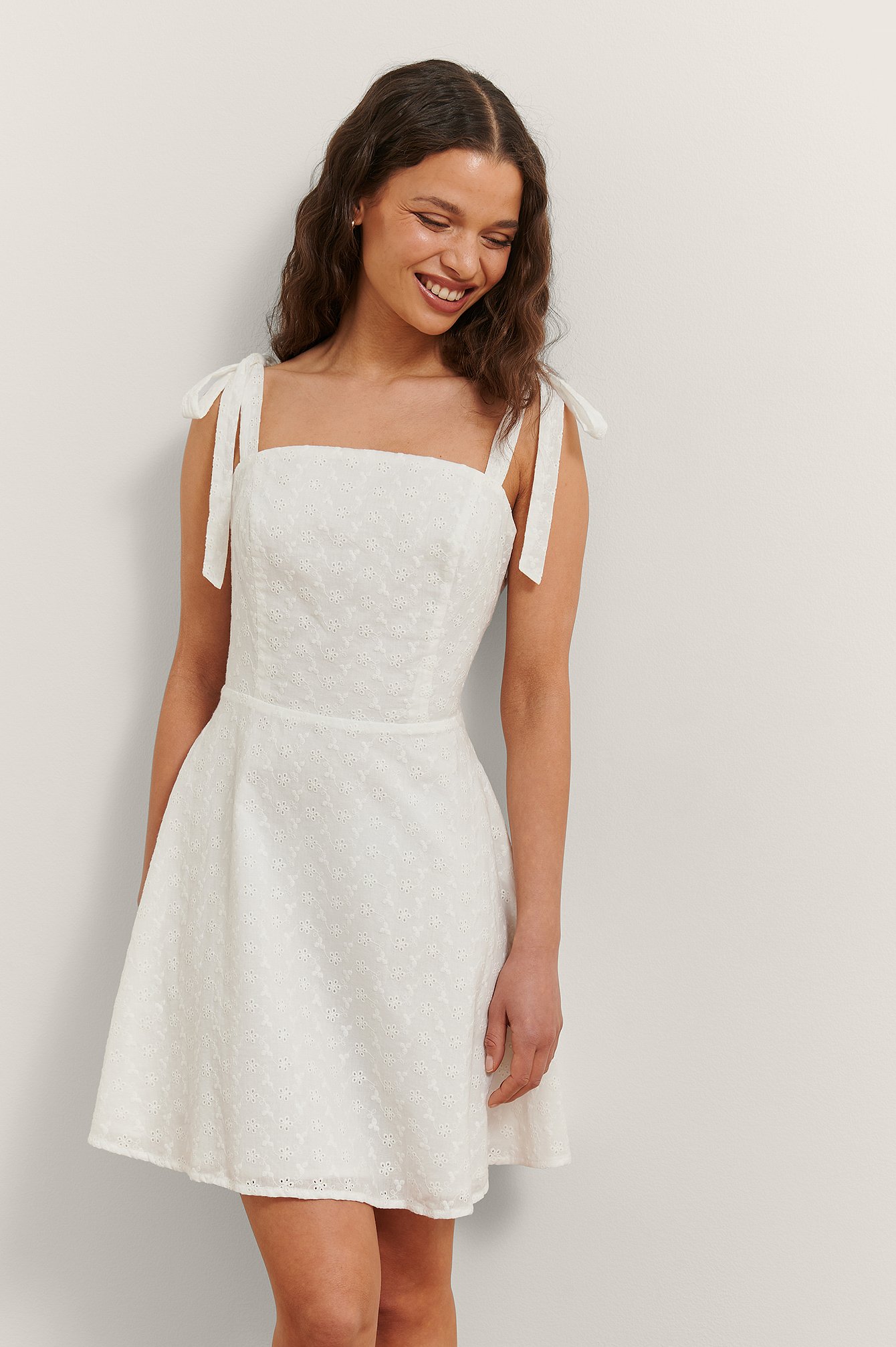 White Embroidered Mini Dress