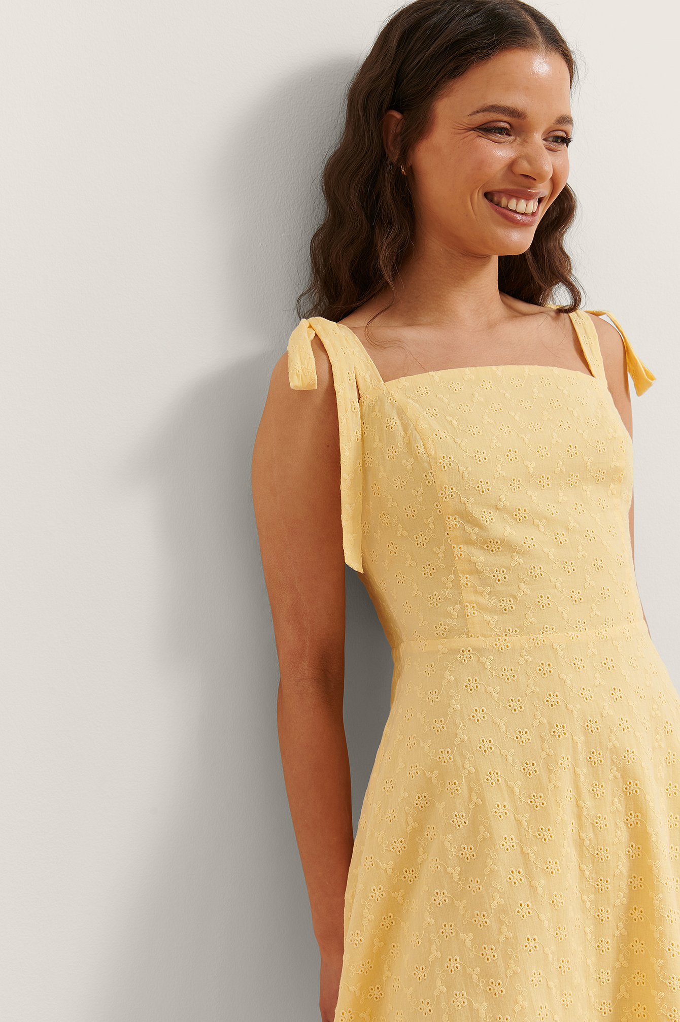 Yellow Embroidered Mini Dress