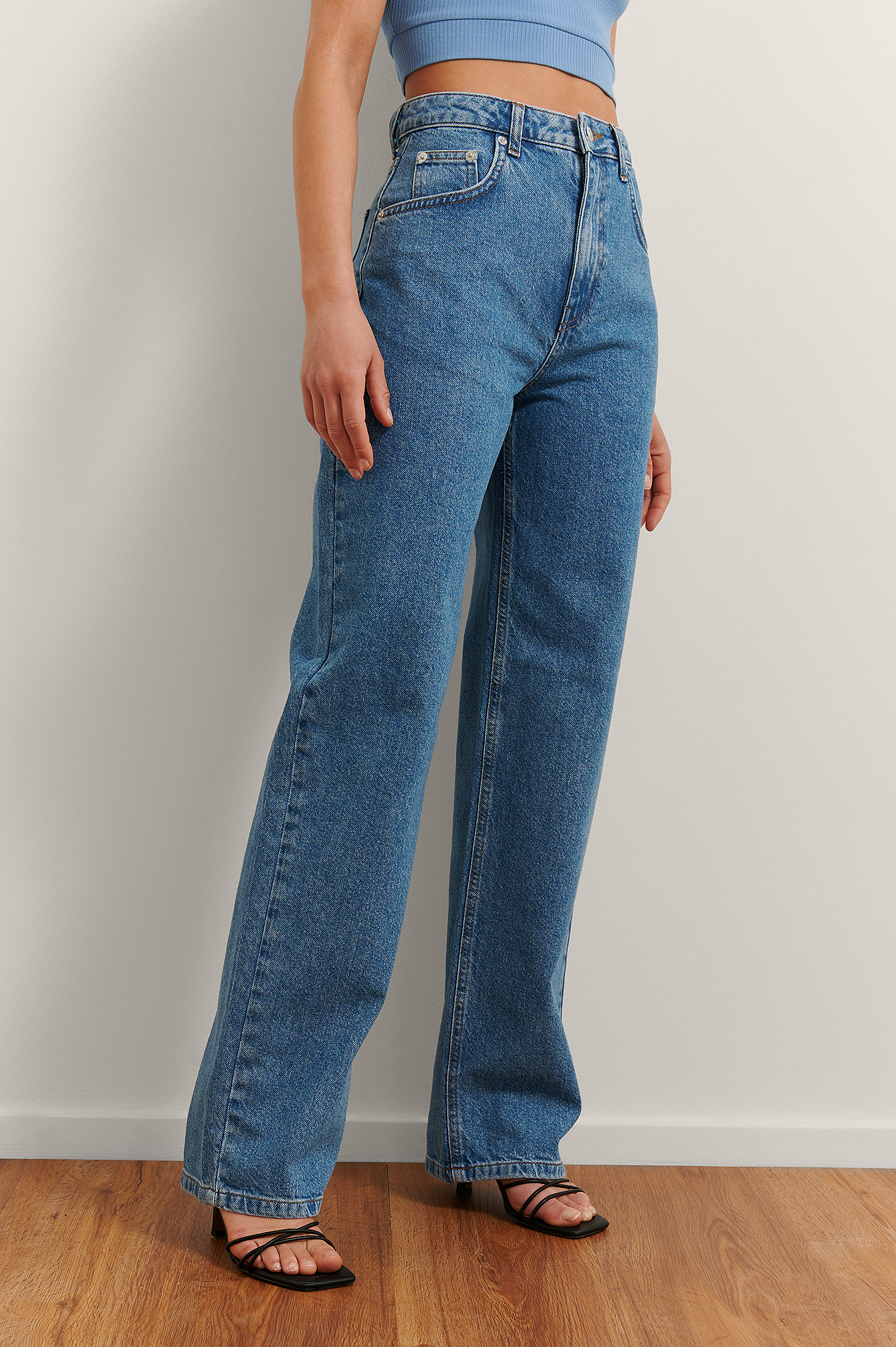 Na-kd High Waist Wide Leg Denim - Blue 