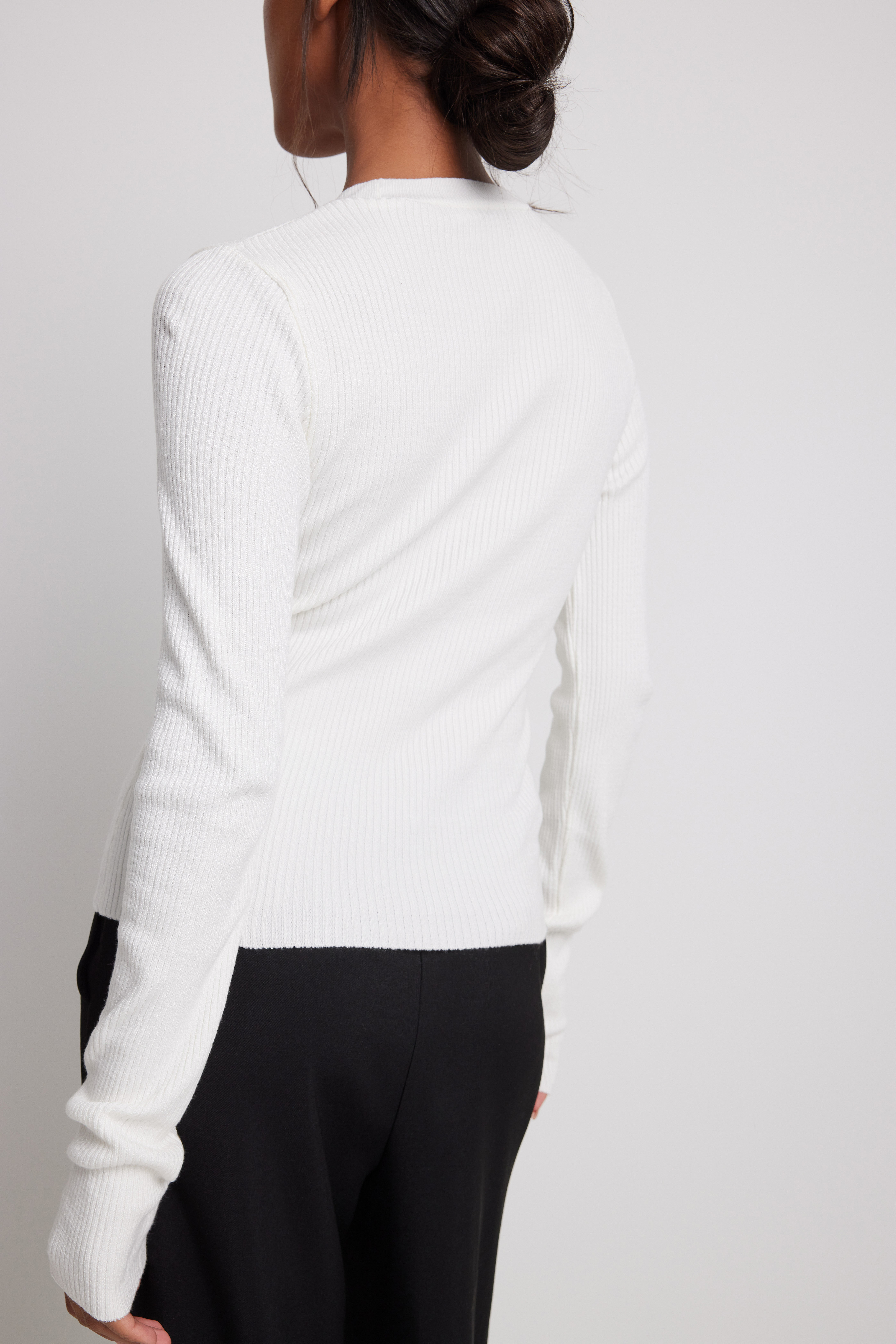 Ribbstickad tröja Vit | na-kd.com