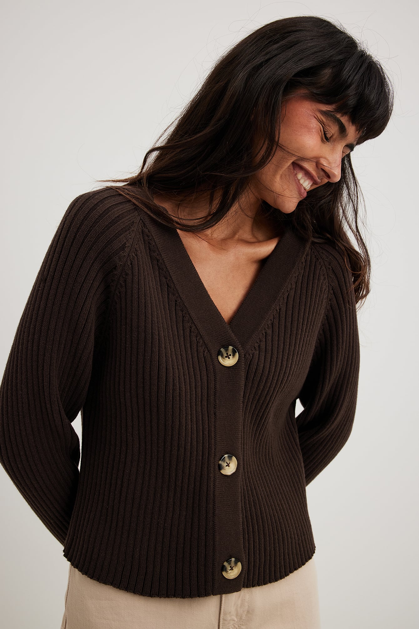 Rib v-neck cardigan