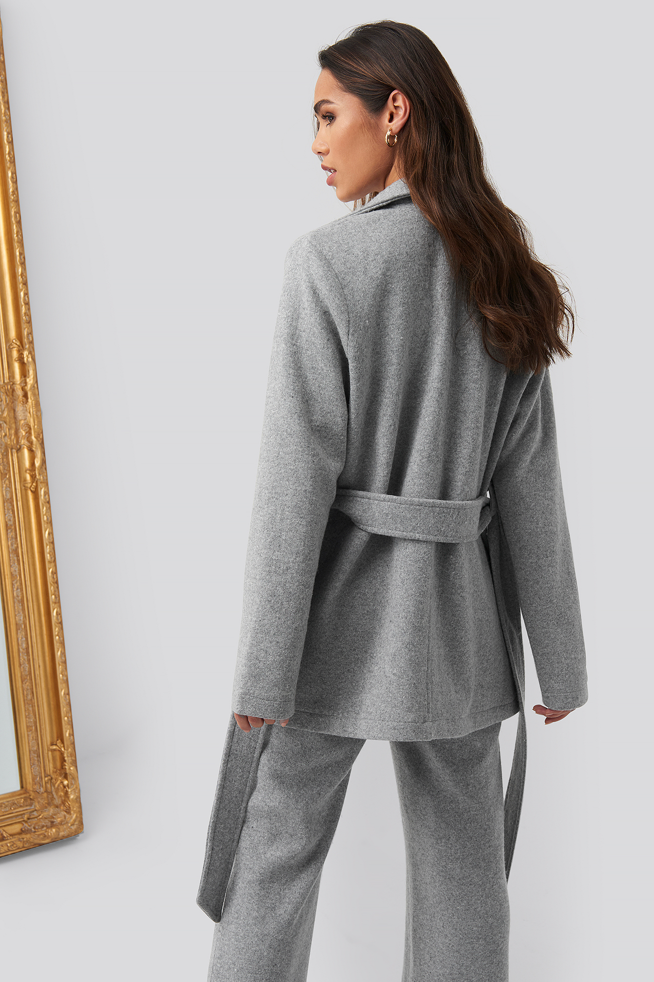 Grey Front Pocket Oversized Blazer