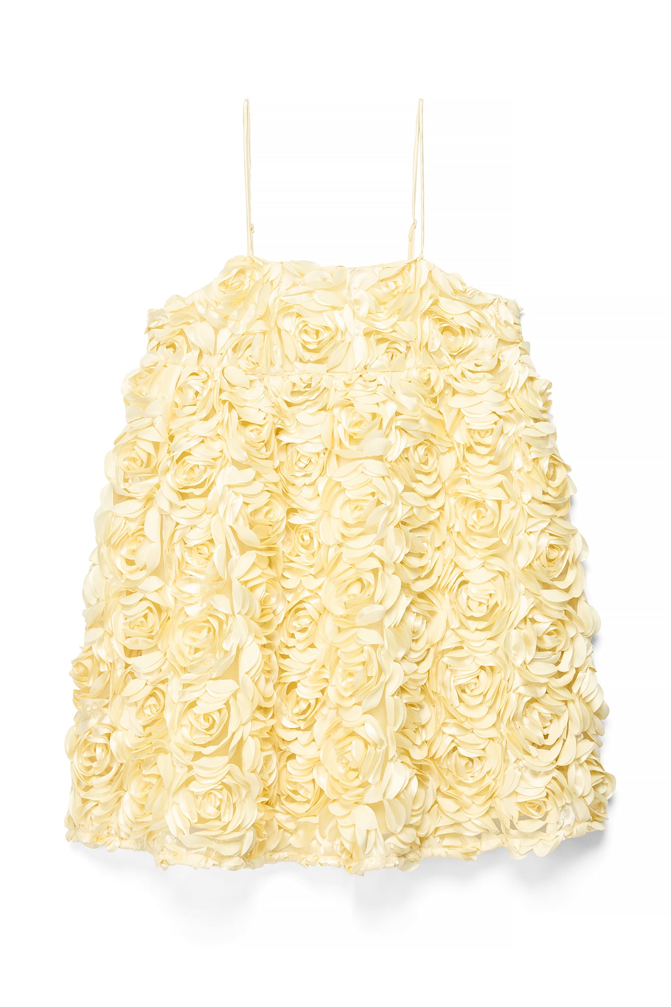 Light Yellow Rose Detail Mini Dress