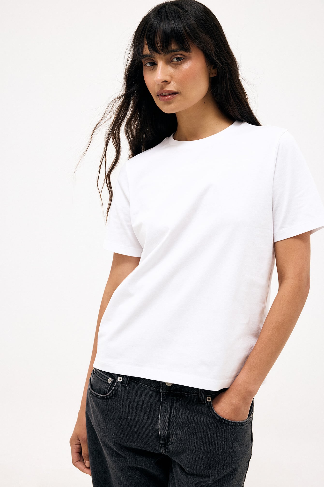 Round Neck Cotton T-Shirt - White