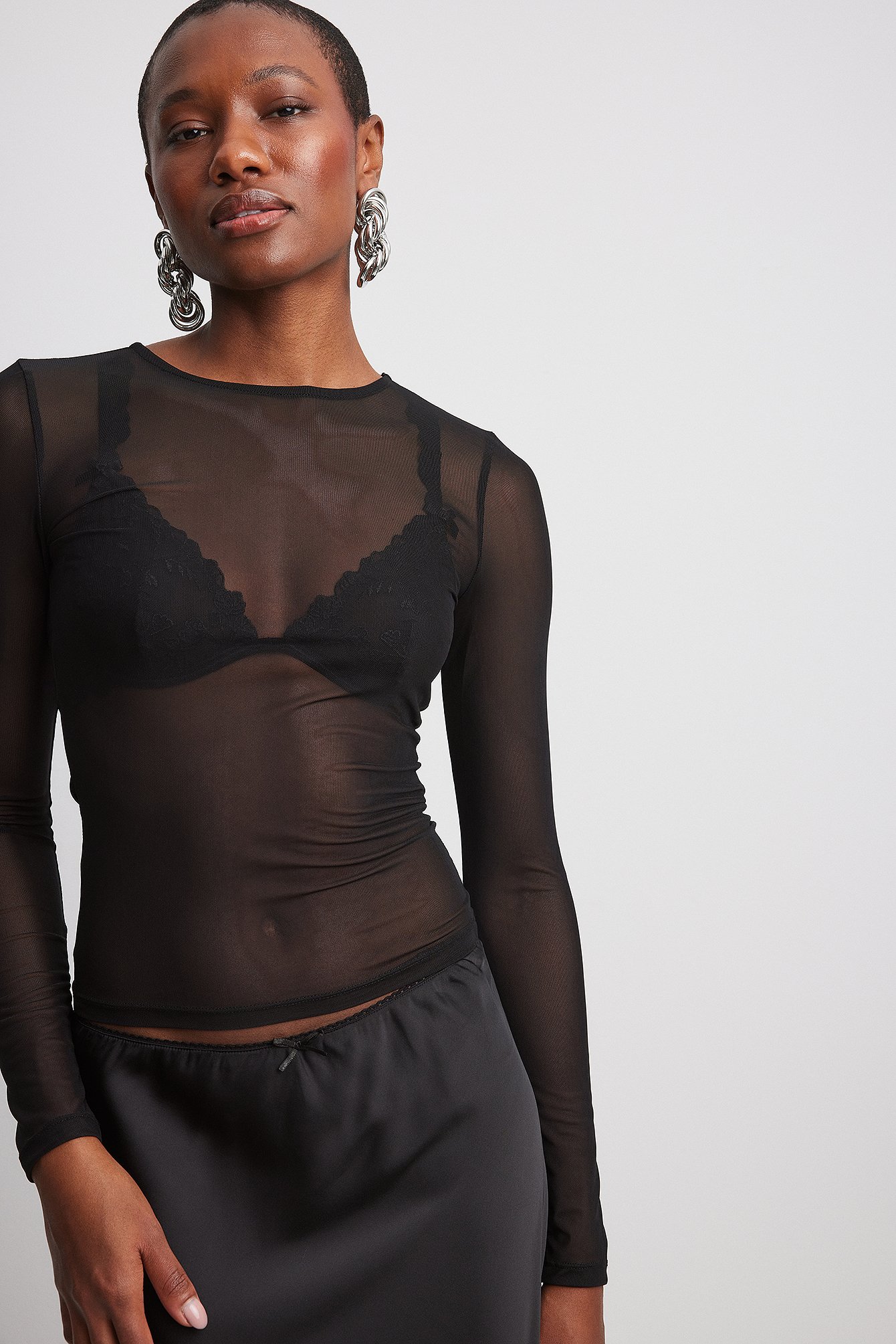 Round Neck Fitted Mesh Top