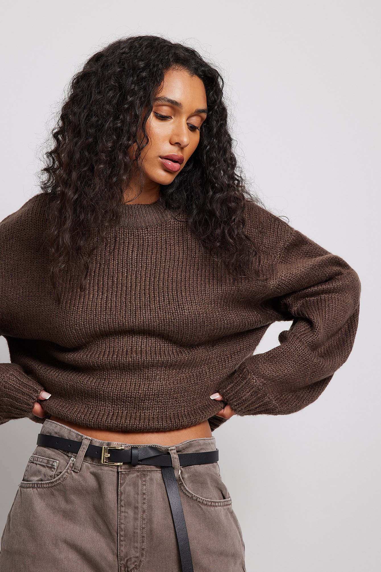 Brown Recycled Round Neck Knitted Sweater