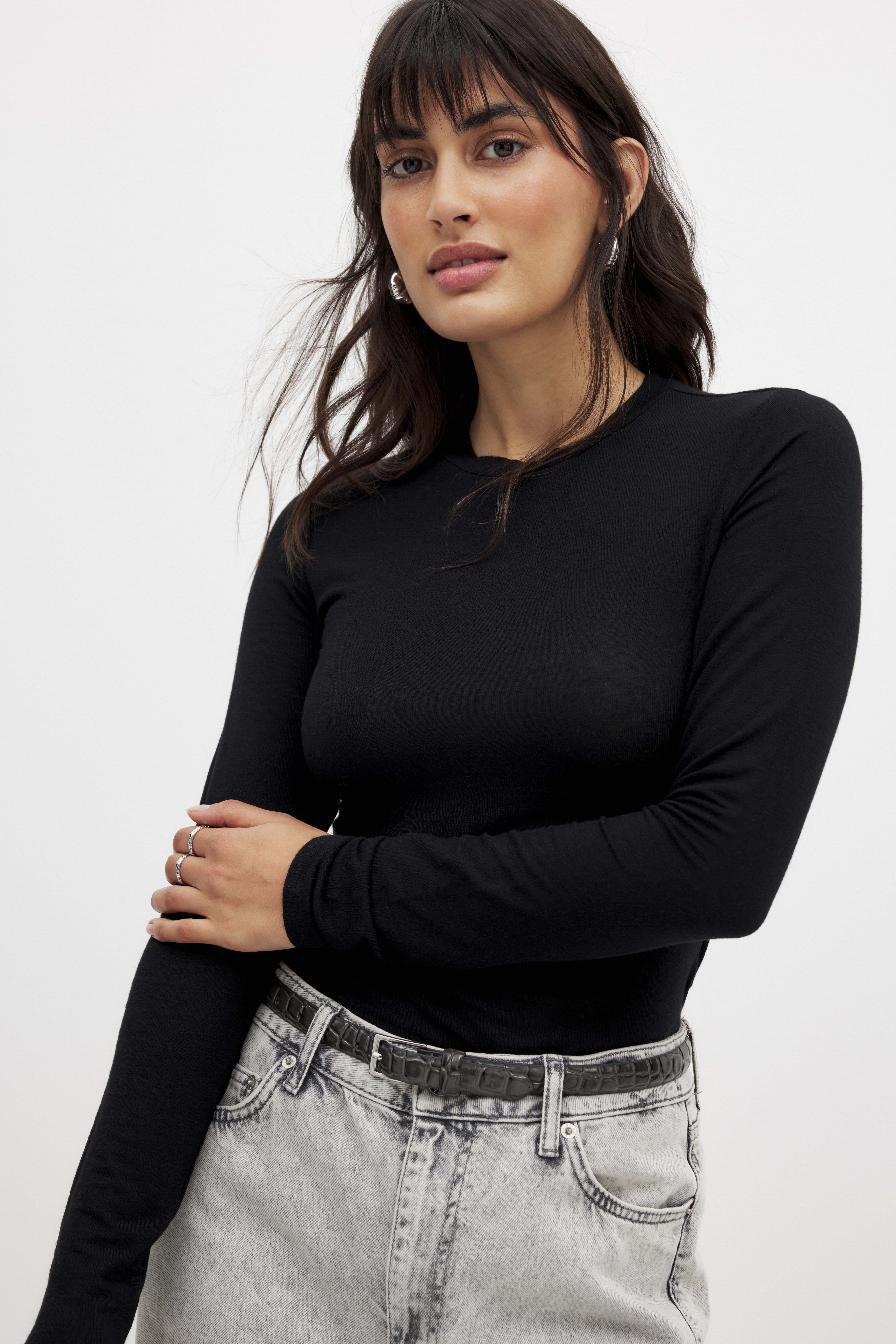 NA-KD Round Neck Top - Basic Tops - Black - XS (EU 32) - NA-KD / NAKD