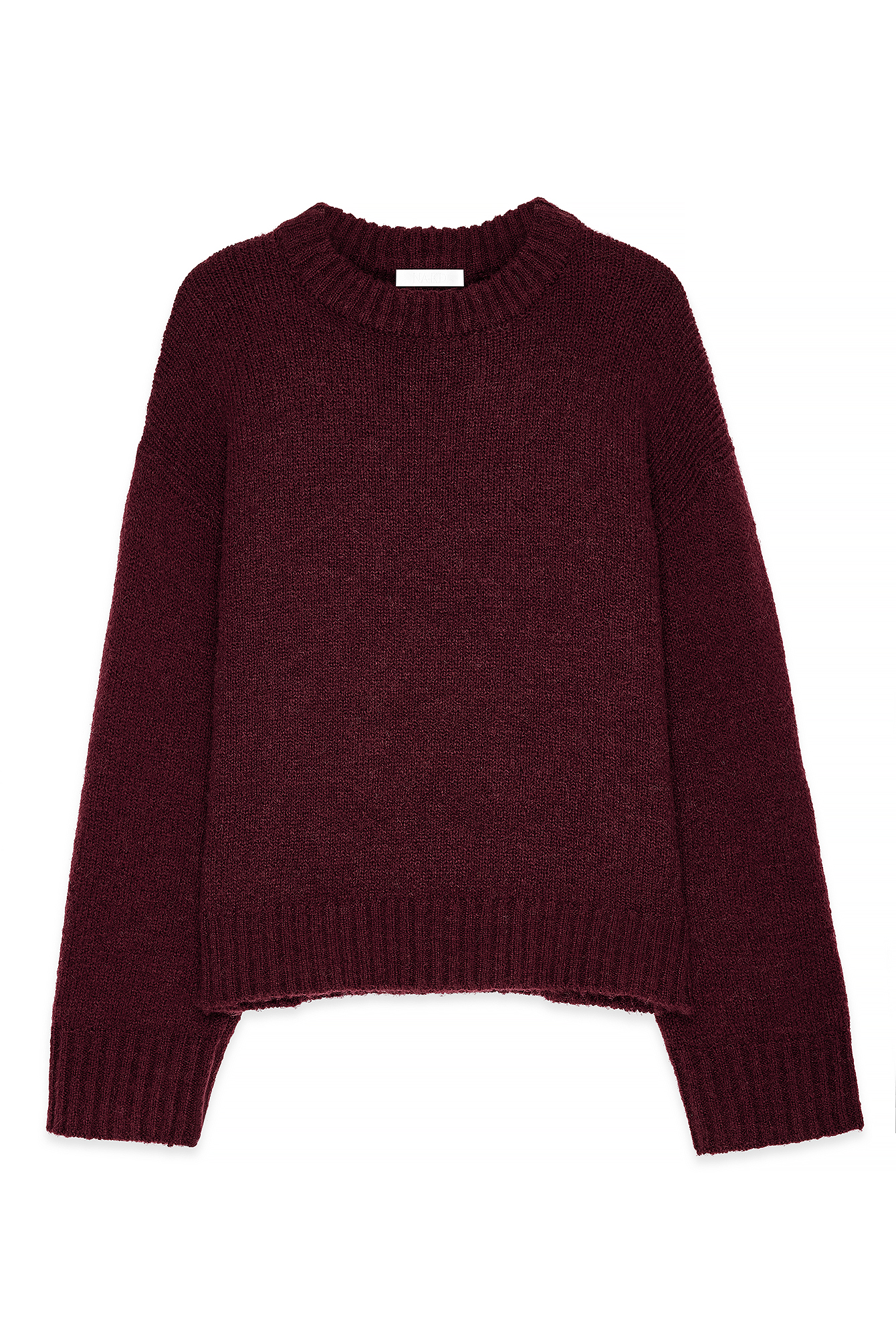 Knitted Seam Detail Wool Blend Sweater Burgundy | NA-KD