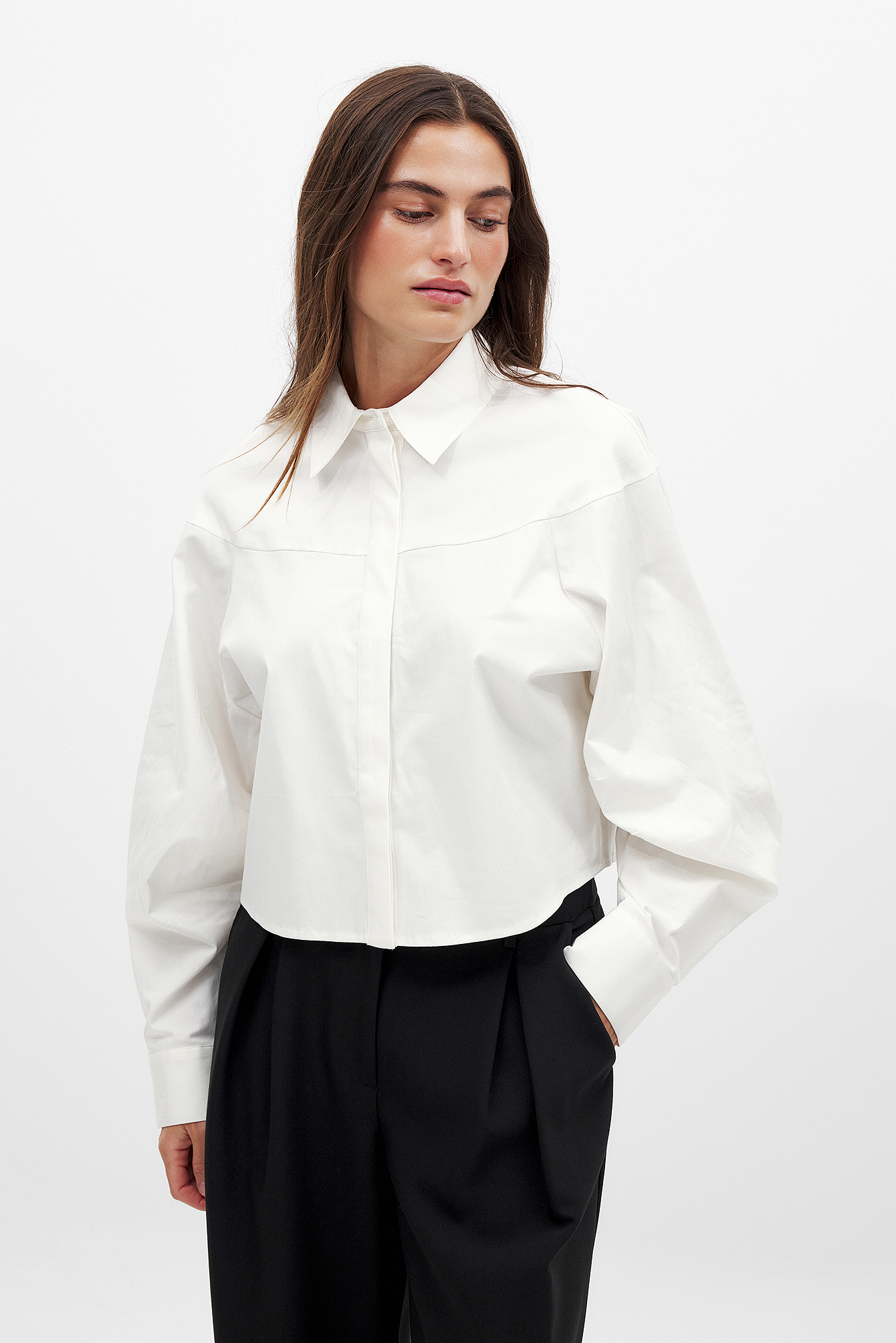 Rounded Shoulder Shirt Blanco | NA-KD