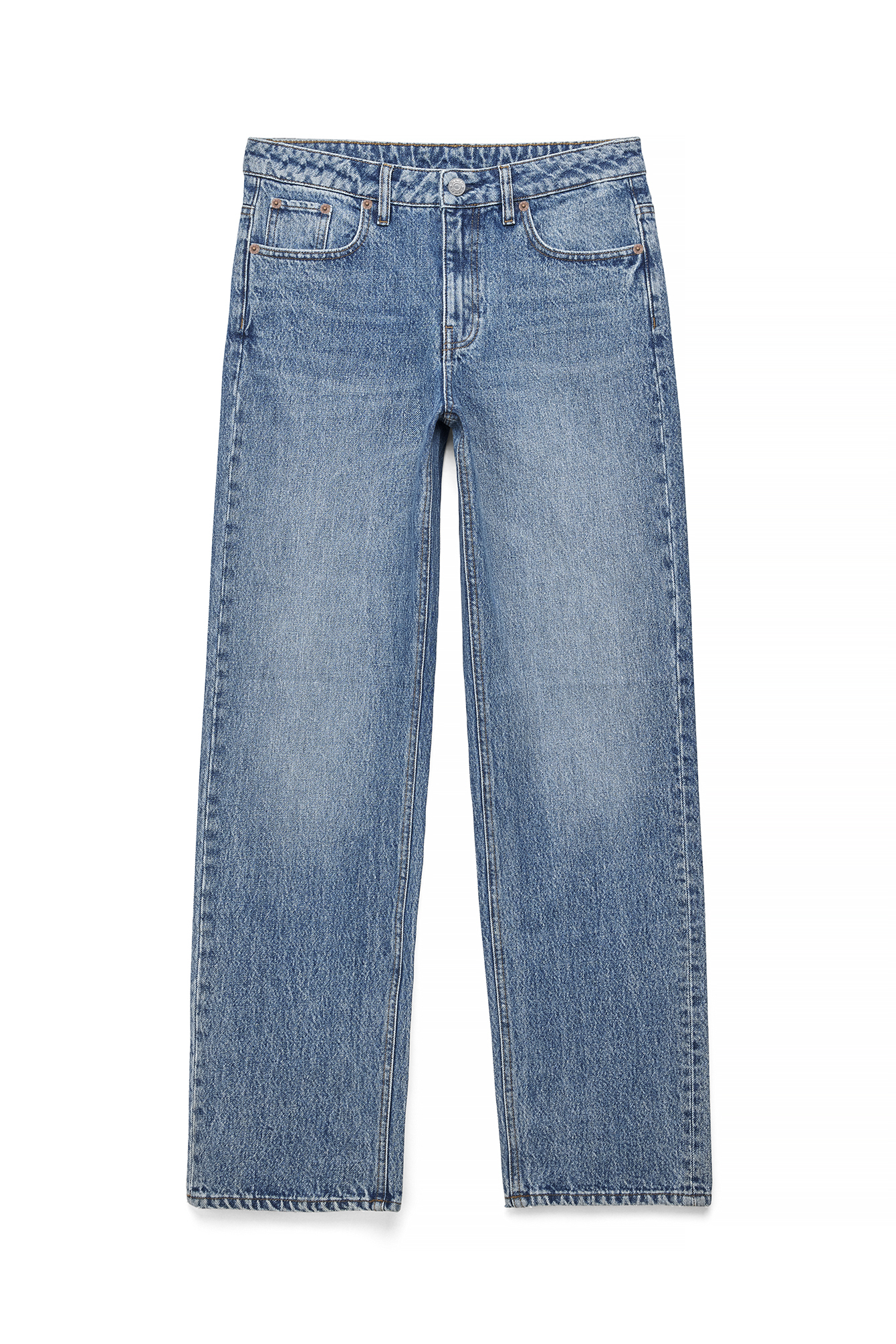 Light Blue Route Mid Waist Straight Jeans