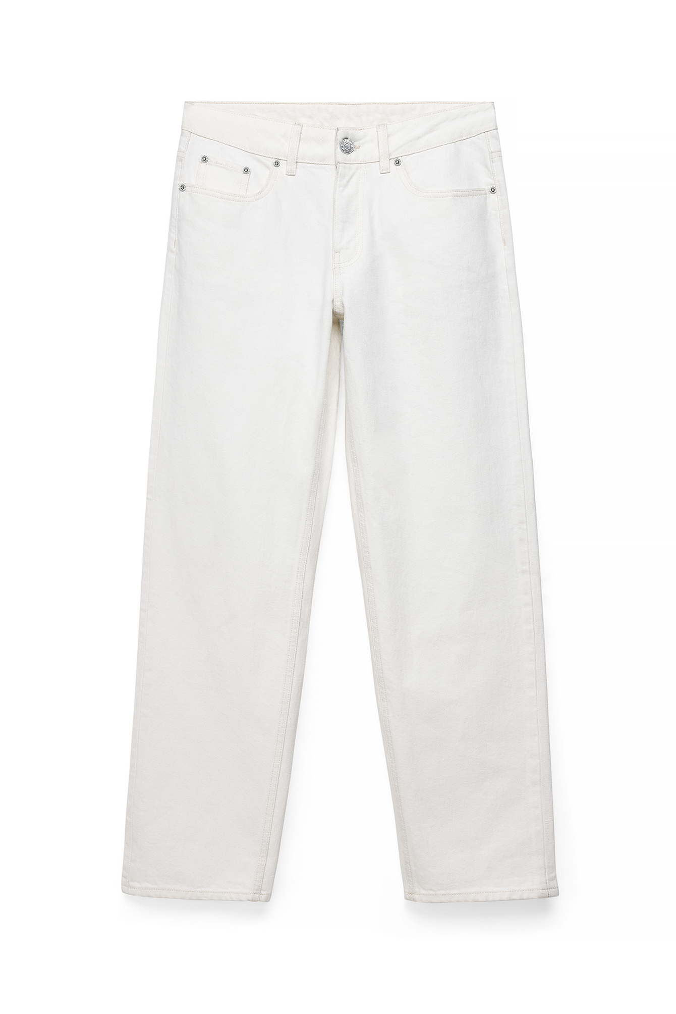 White Route Mid Waist Straight Jeans