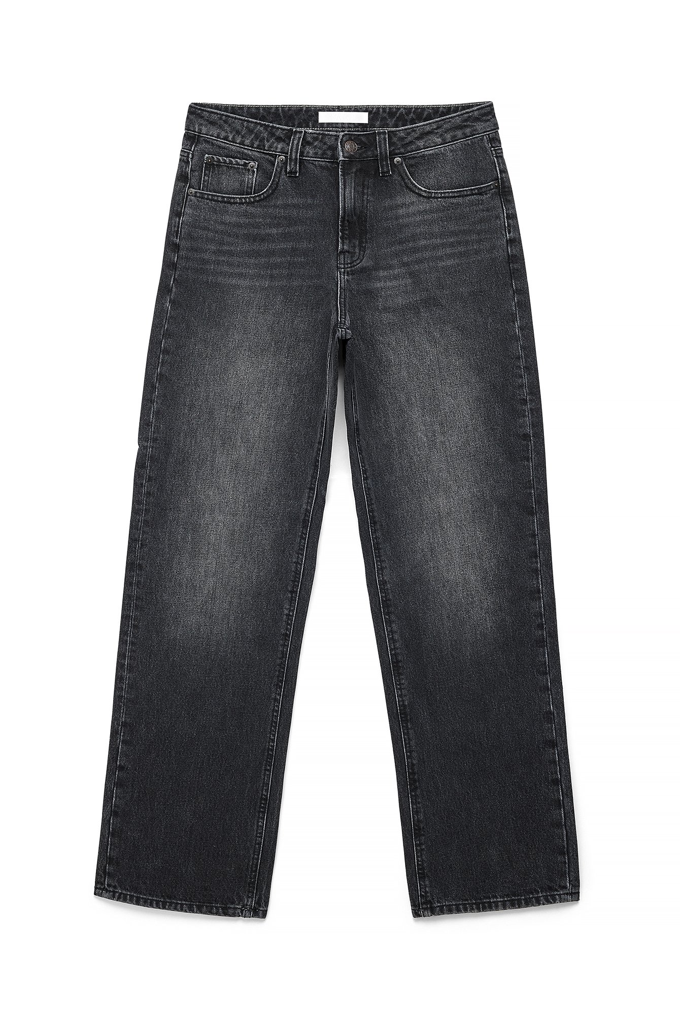 Dark Grey Route Mid Waist Straight Jeans