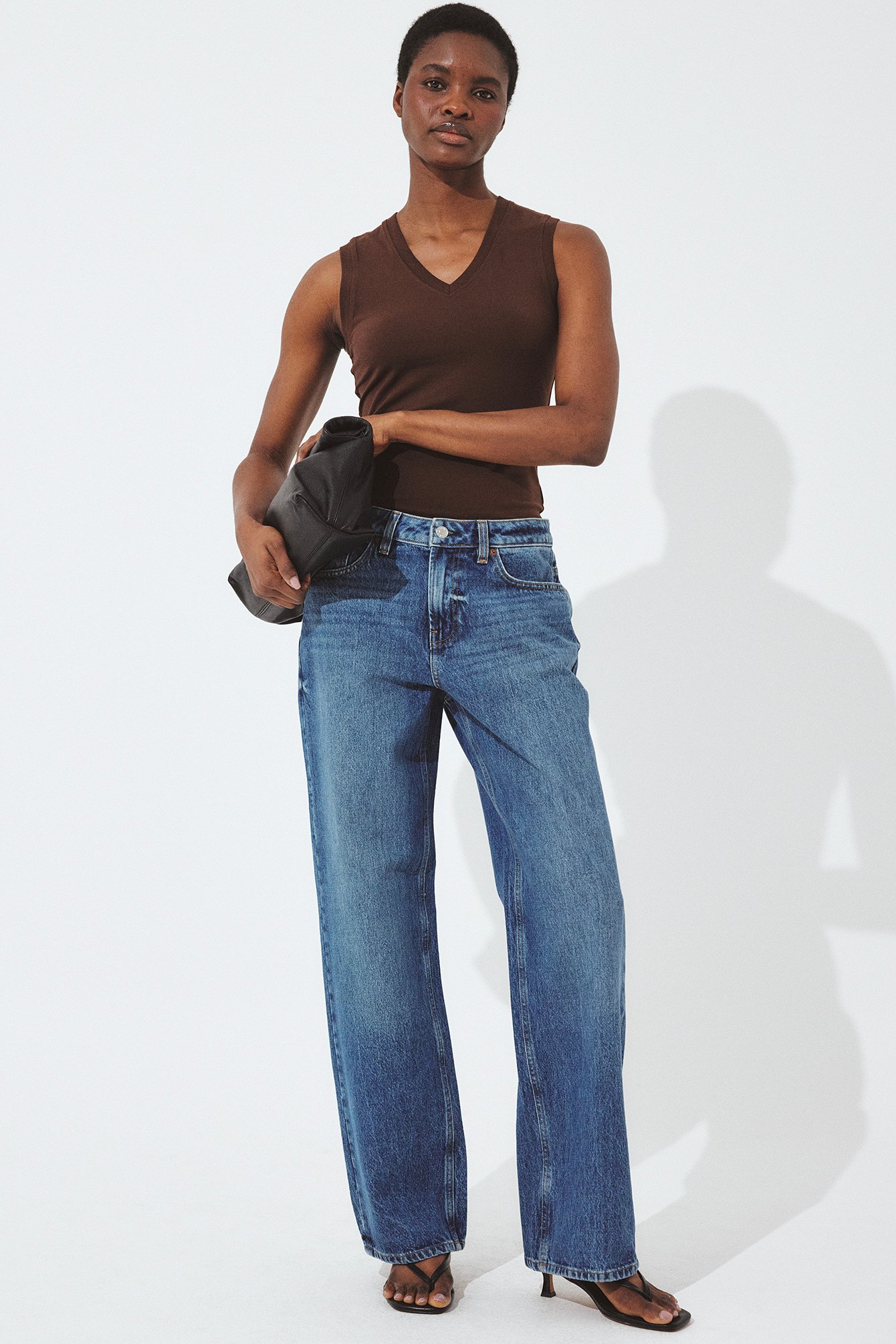Mid Blue Route Mid Waist Straight Jeans